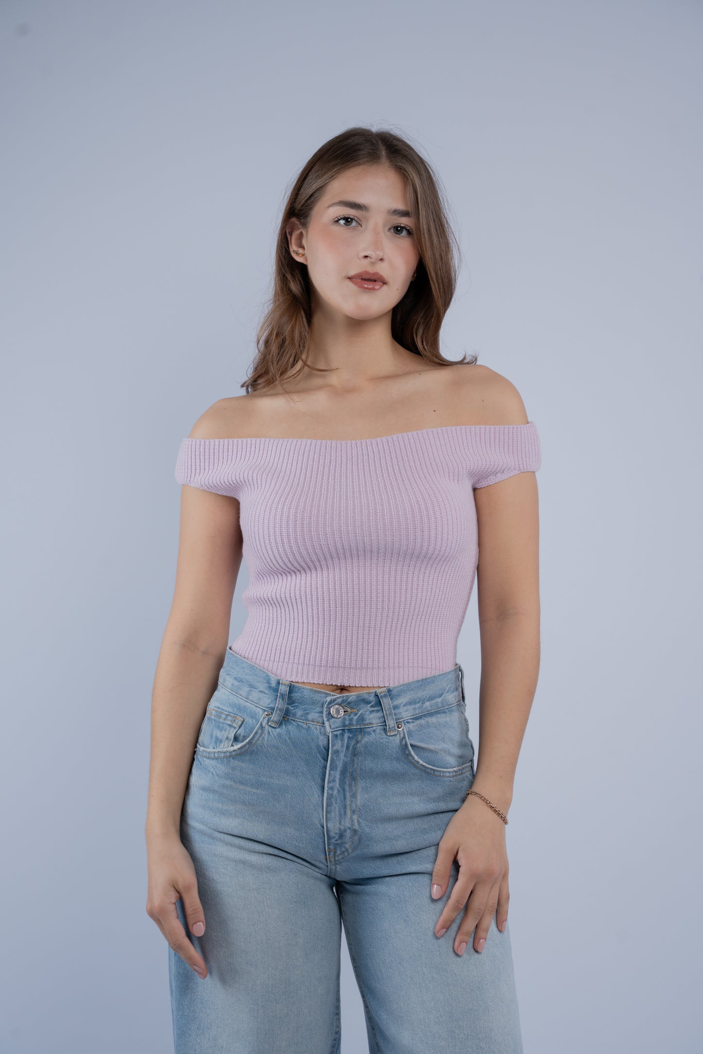 Off-shoulder knit top