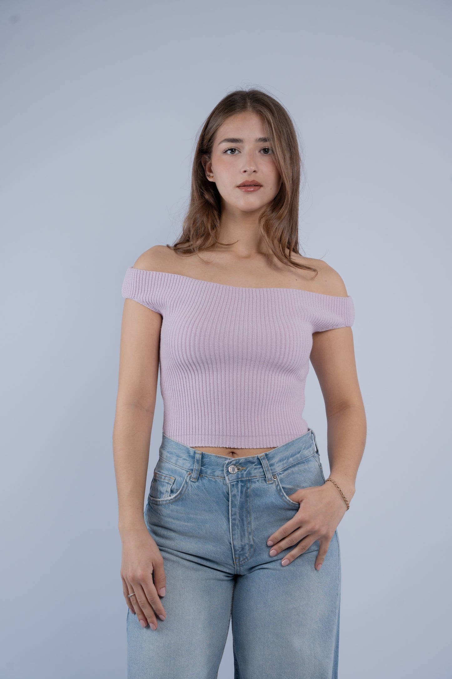 Off-shoulder knit top