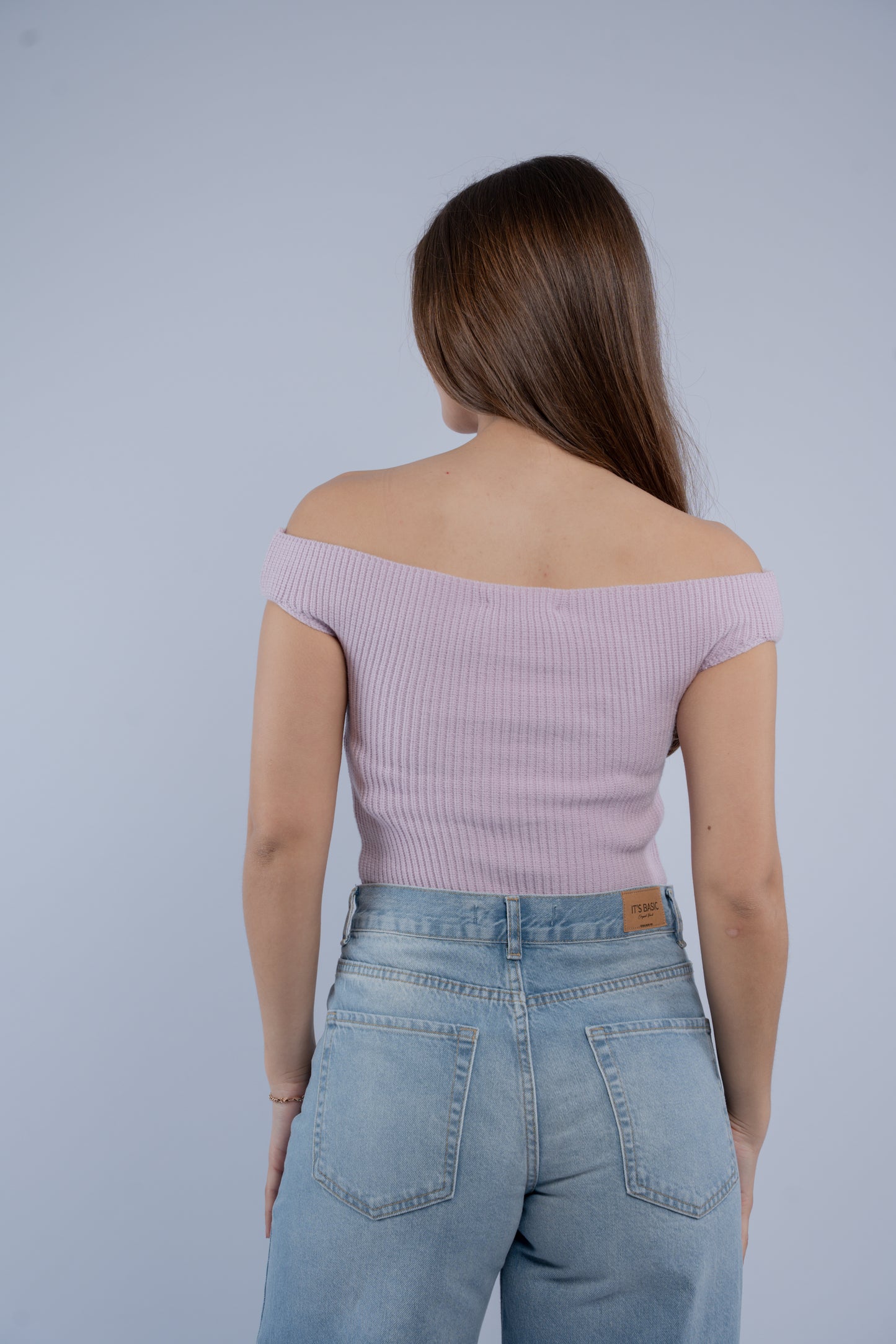 Off-shoulder knit top