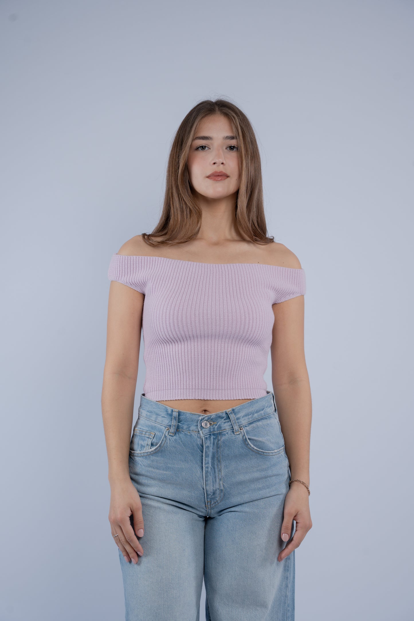 Off-shoulder knit top
