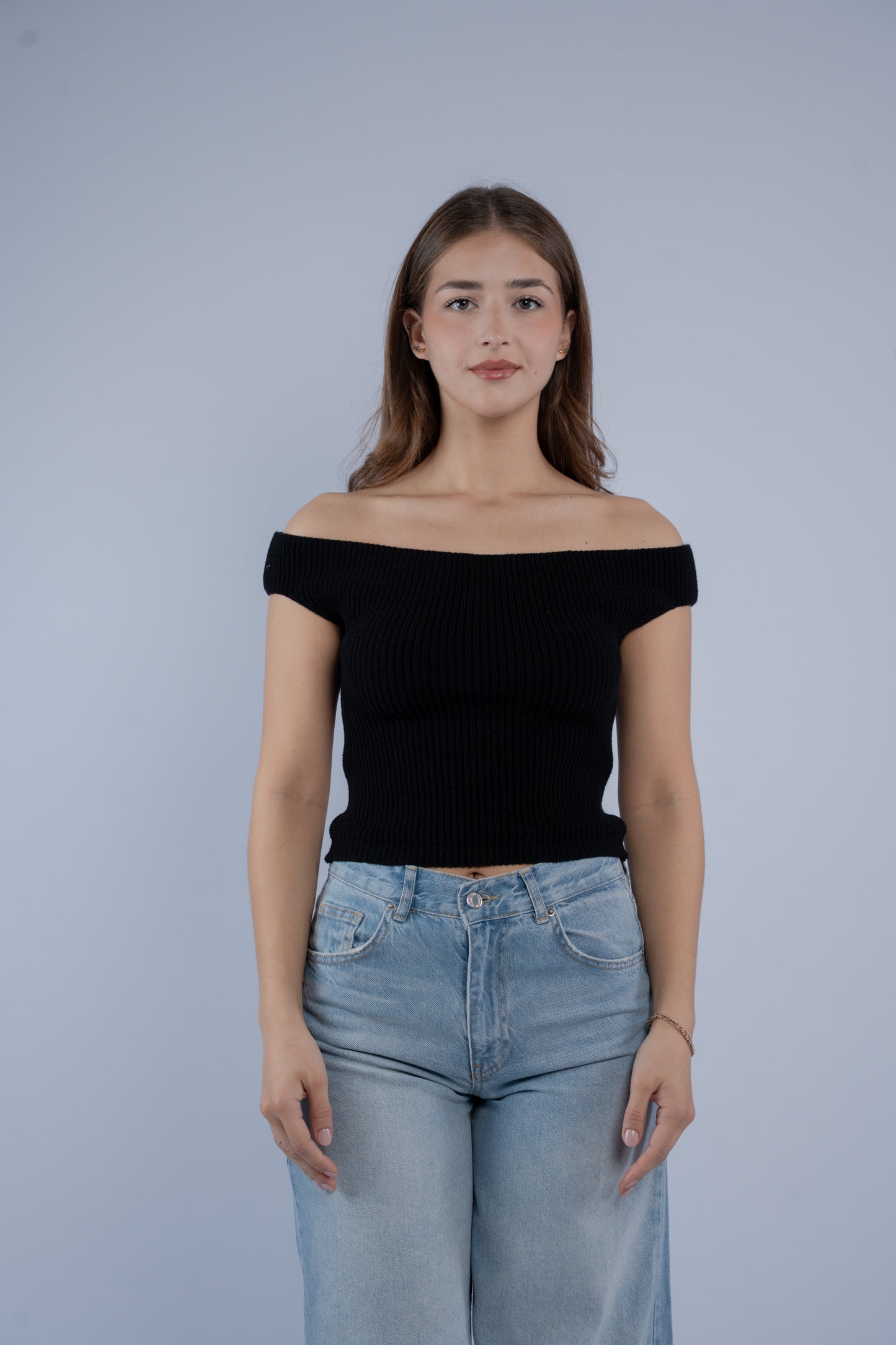 Off-shoulder knit top