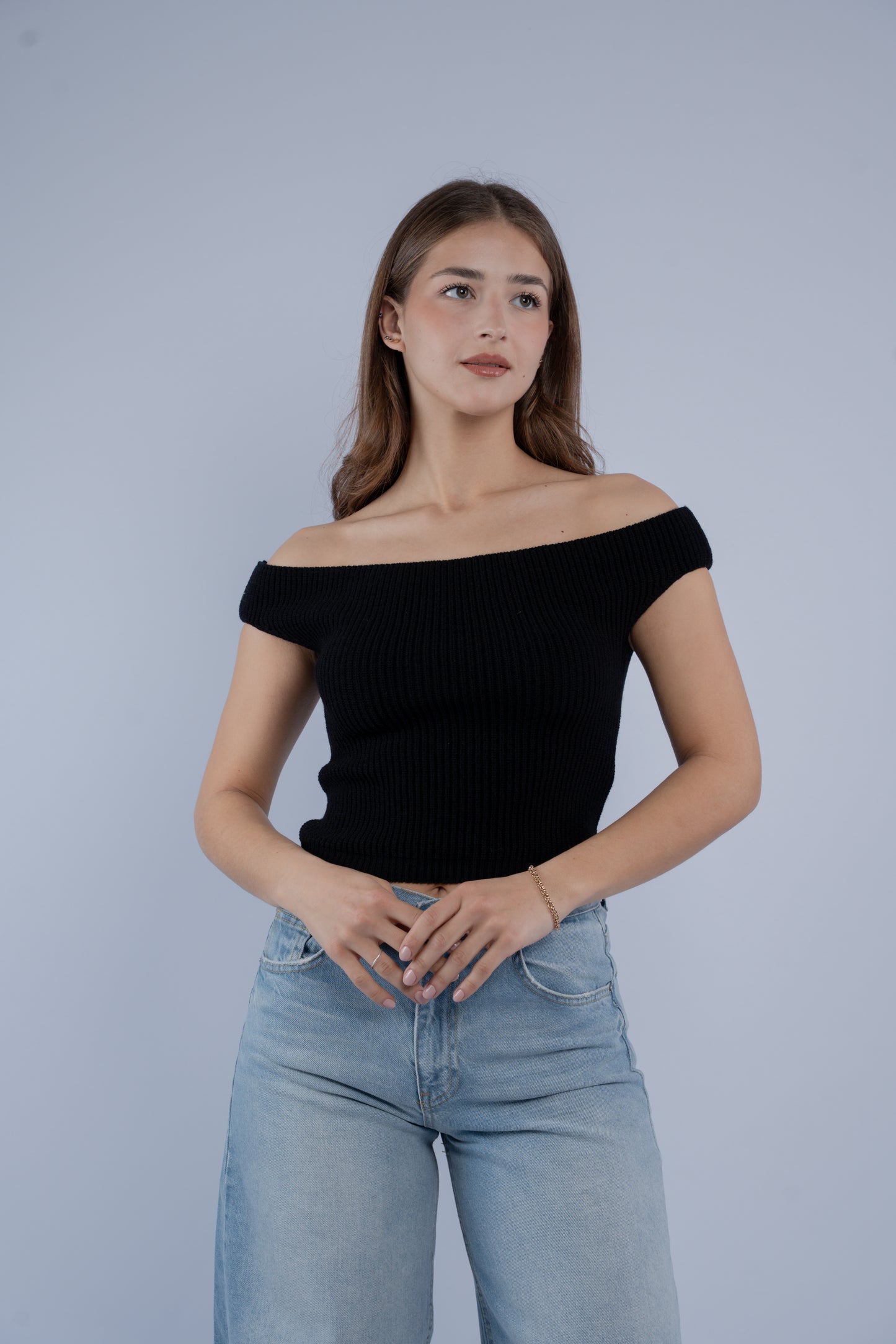 Off-shoulder knit top