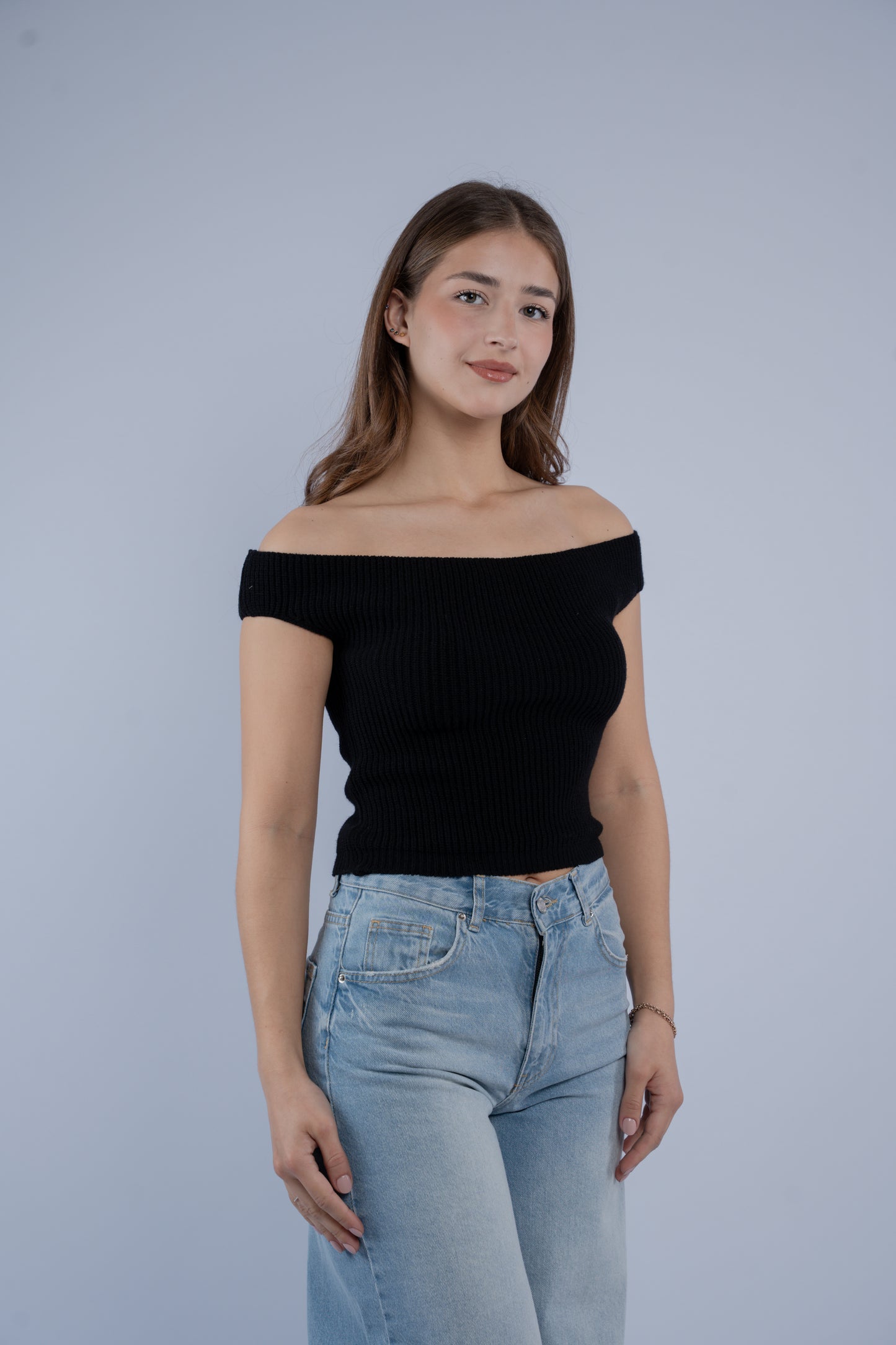 Off-shoulder knit top