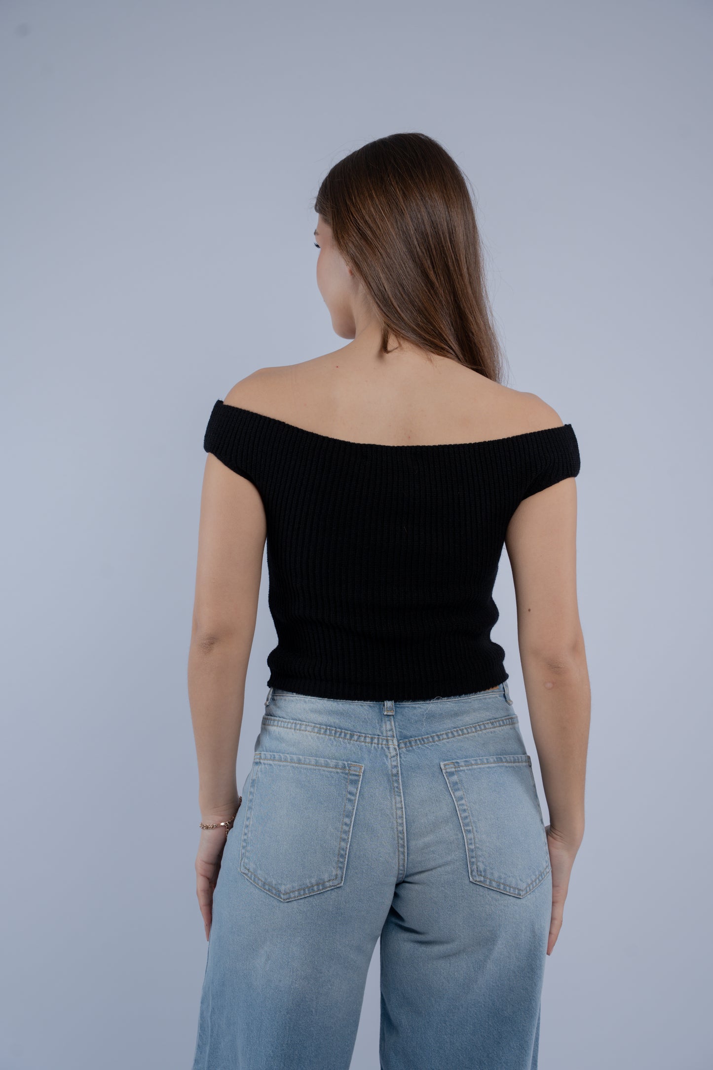 Off-shoulder knit top