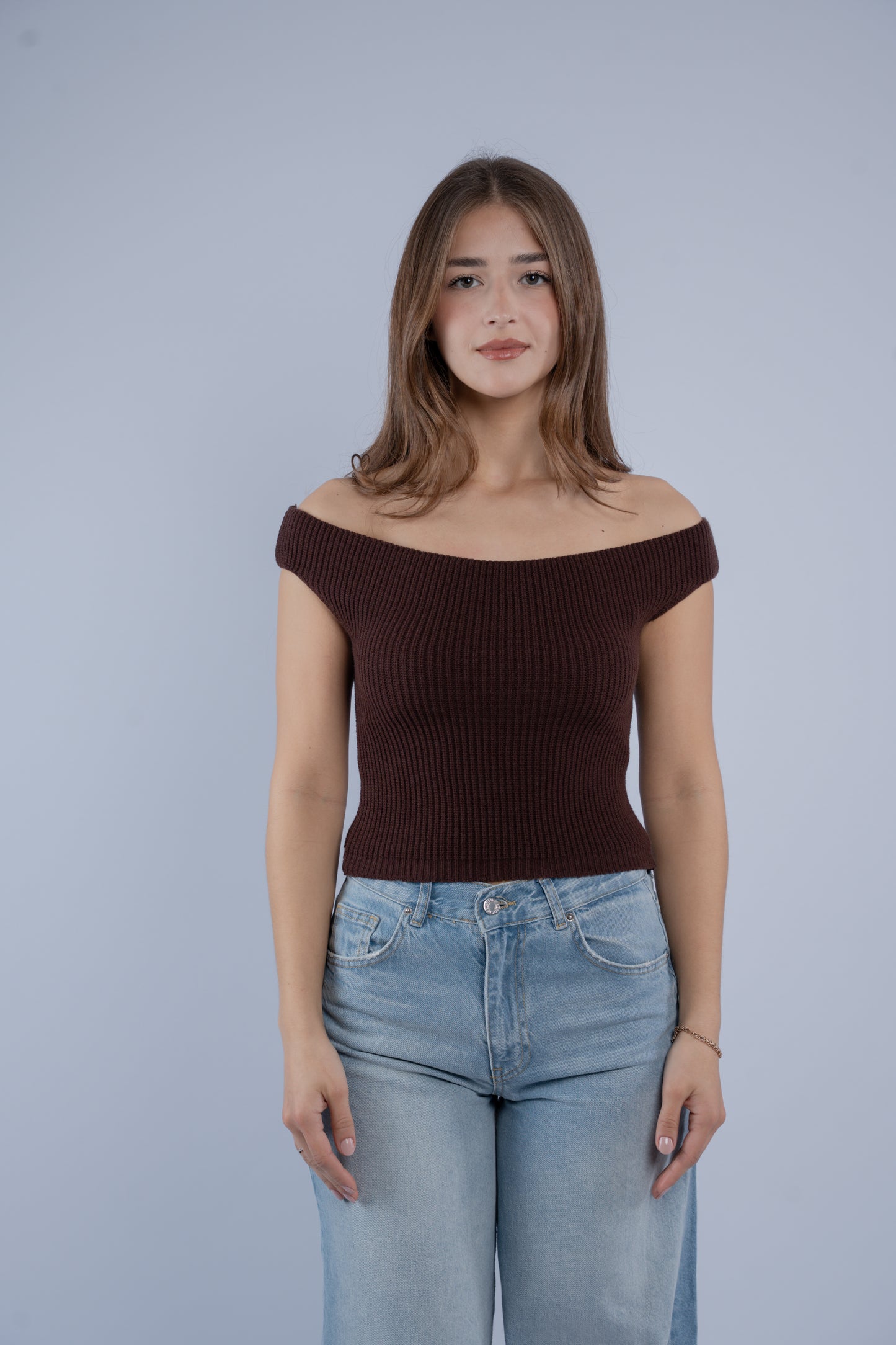 Off-shoulder knit top