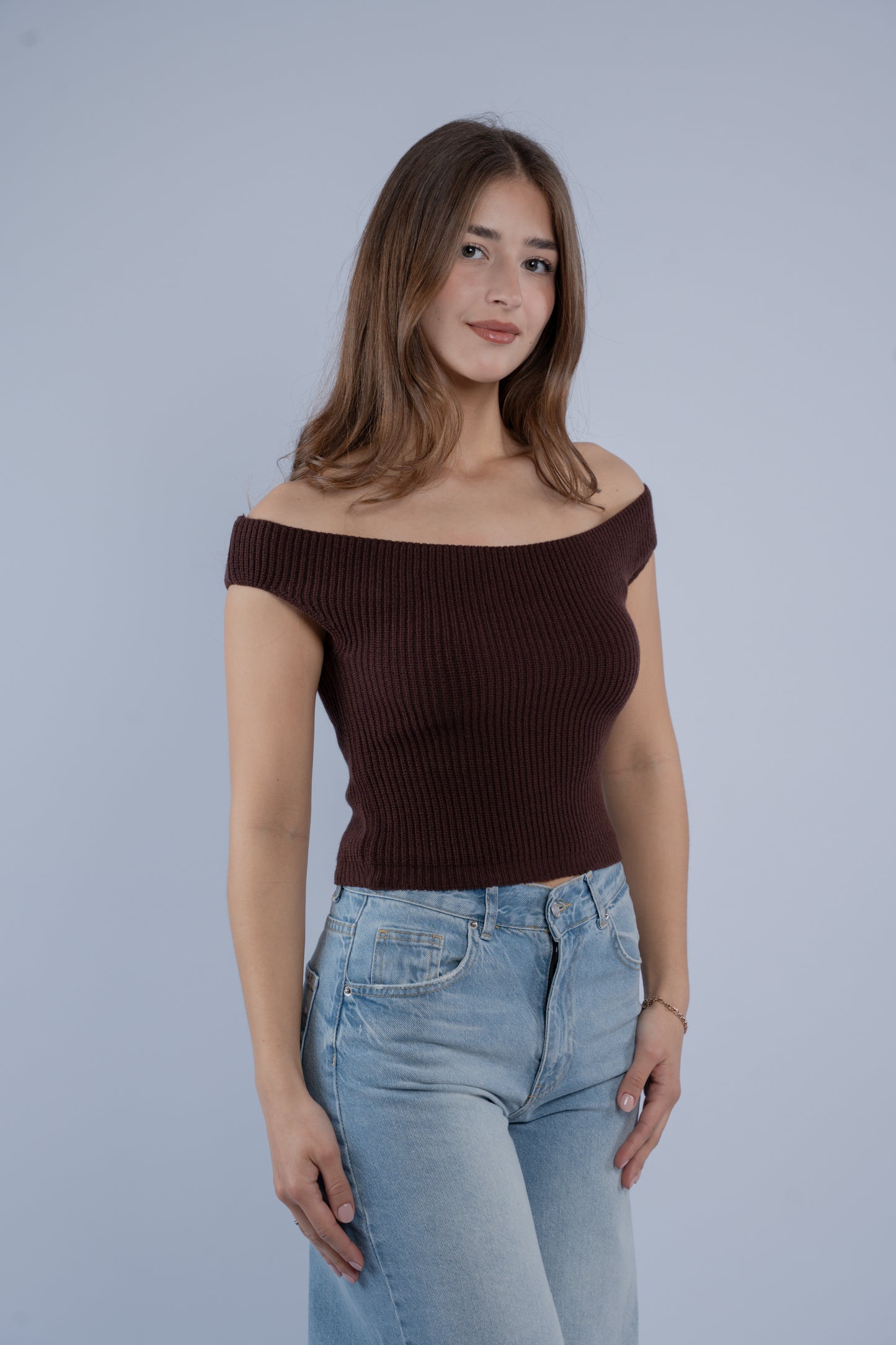 Off-shoulder knit top
