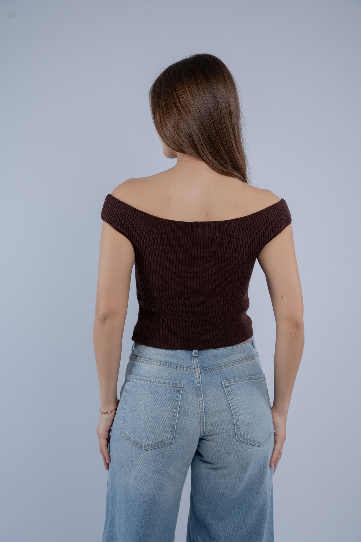 Off-shoulder knit top