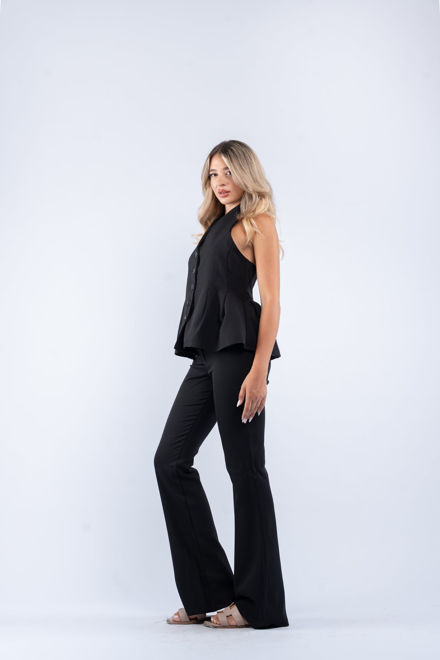Buttoned halter set