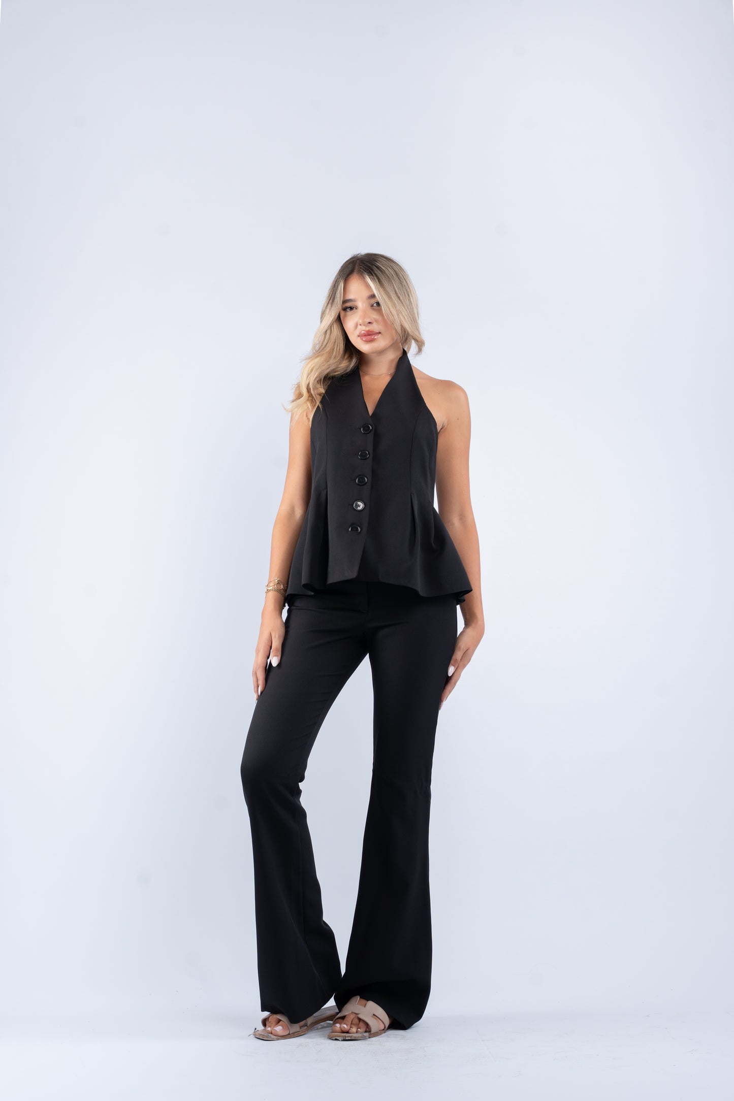 Buttoned halter set