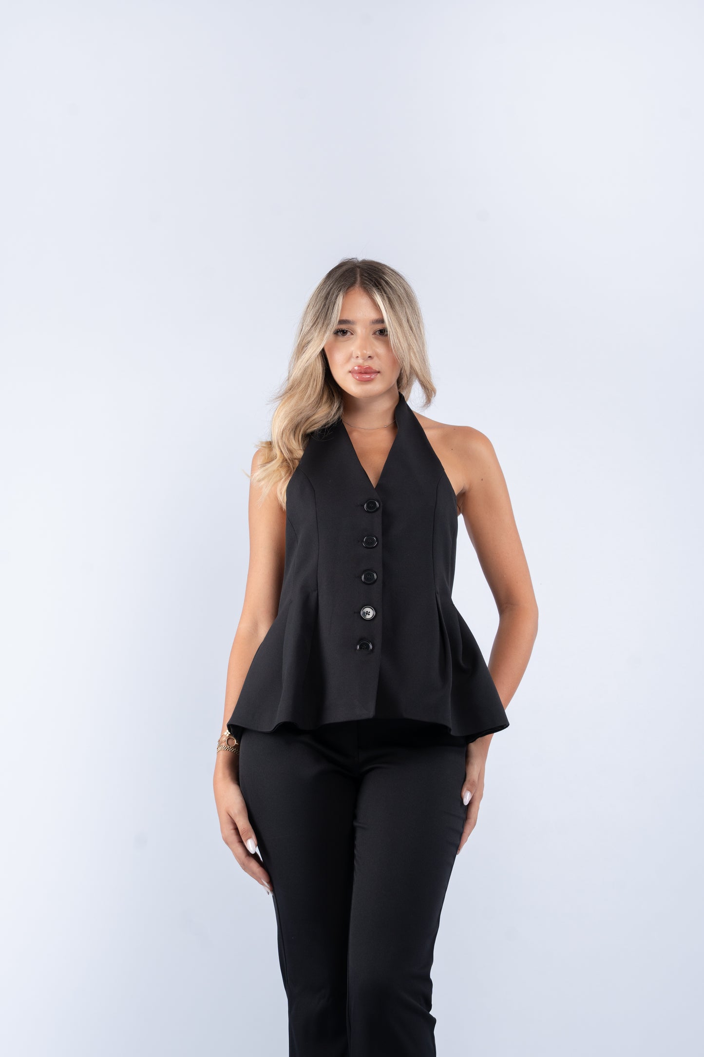Buttoned halter set