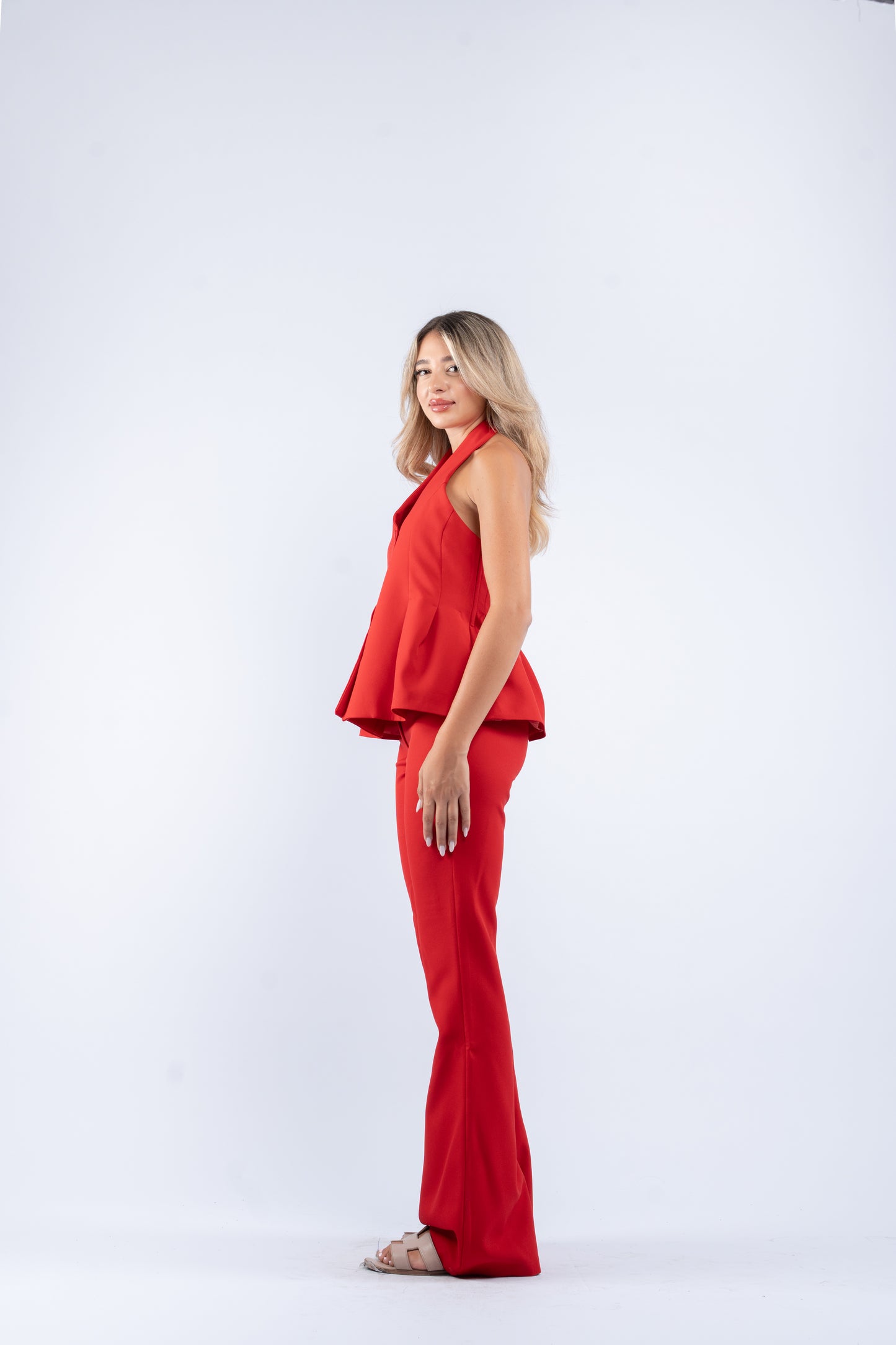Buttoned halter set