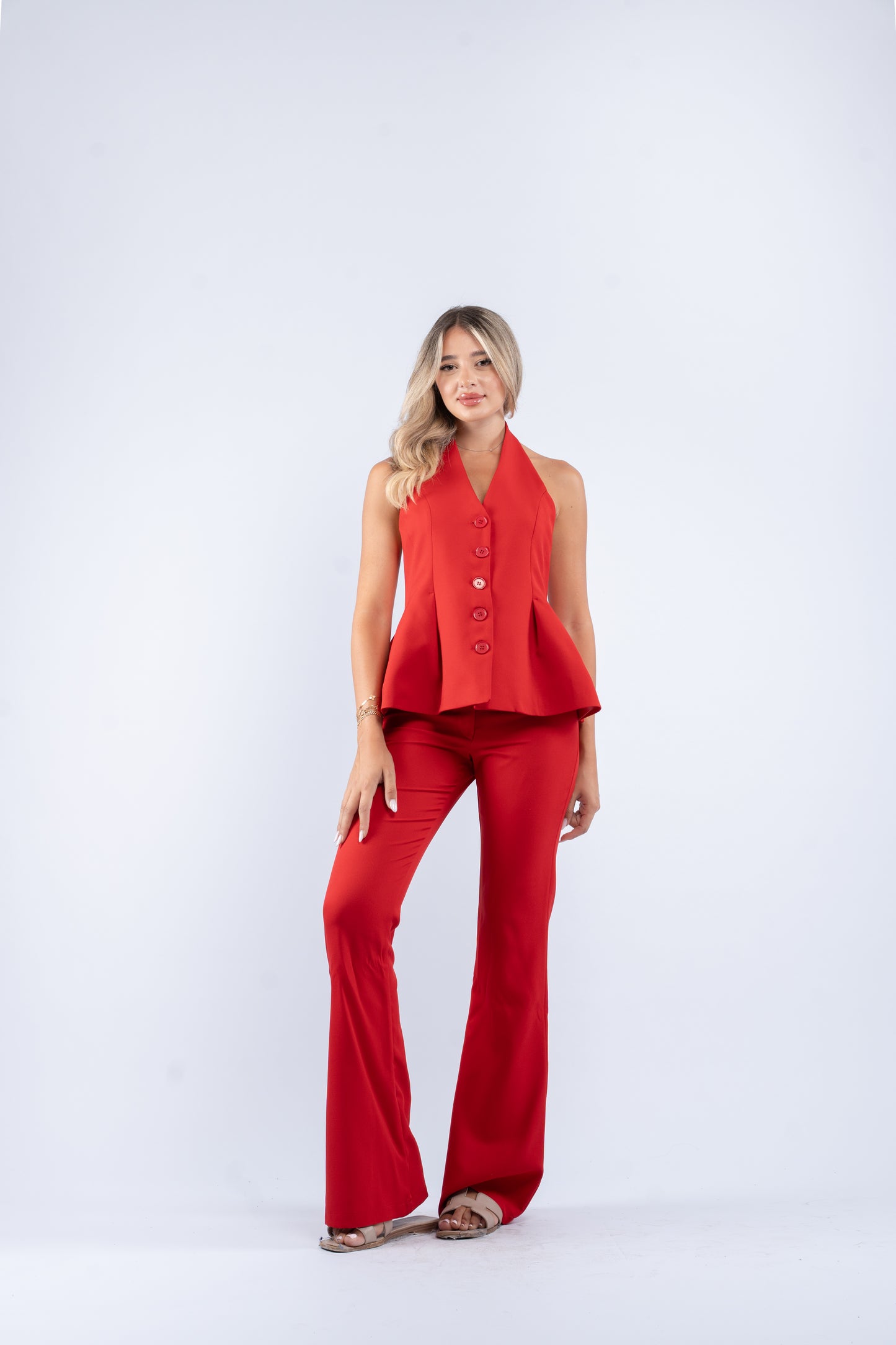 Buttoned halter set