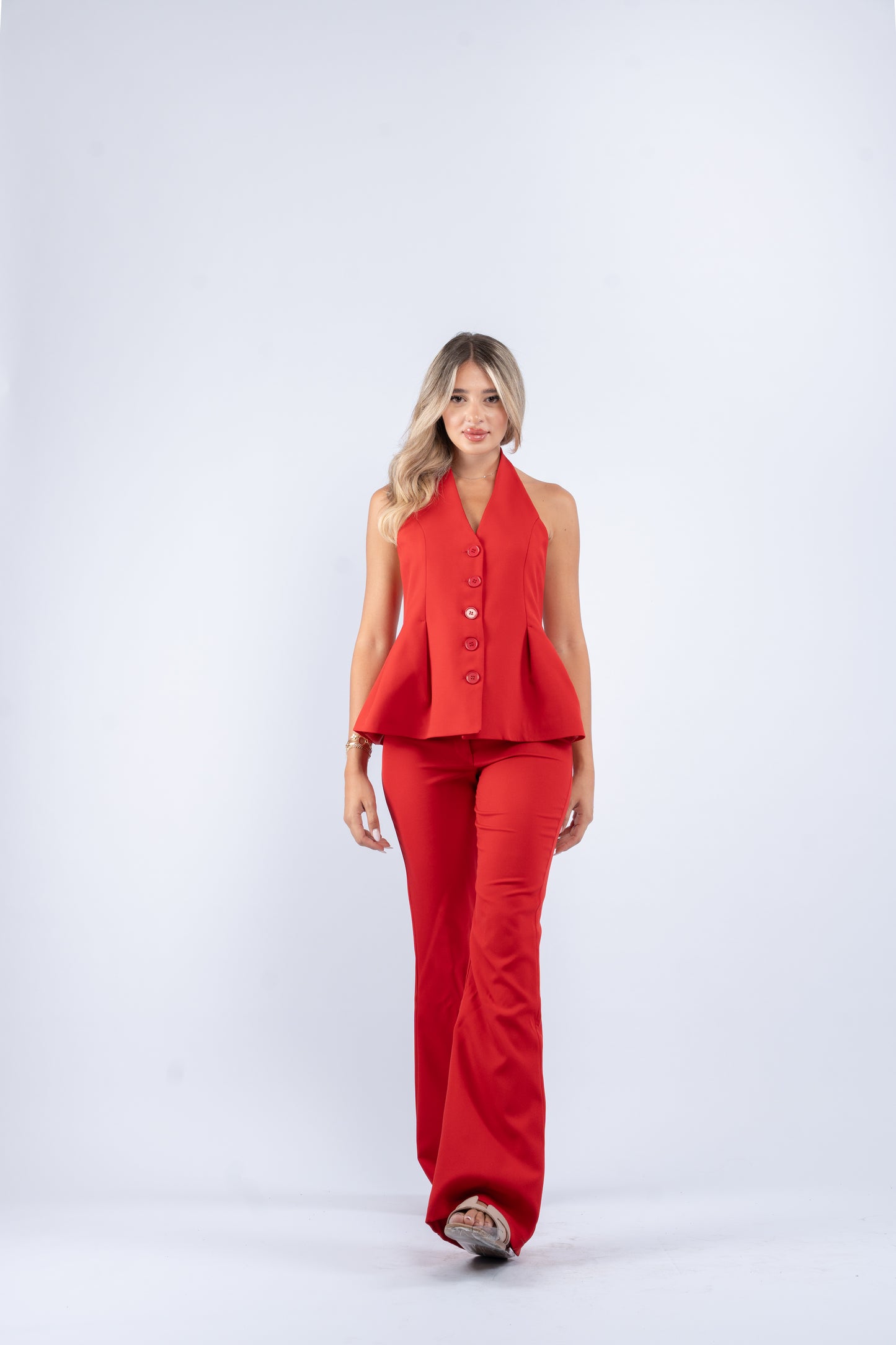 Buttoned halter set