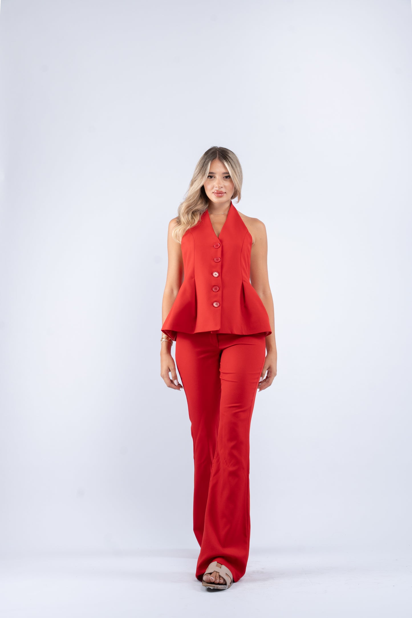 Buttoned halter set