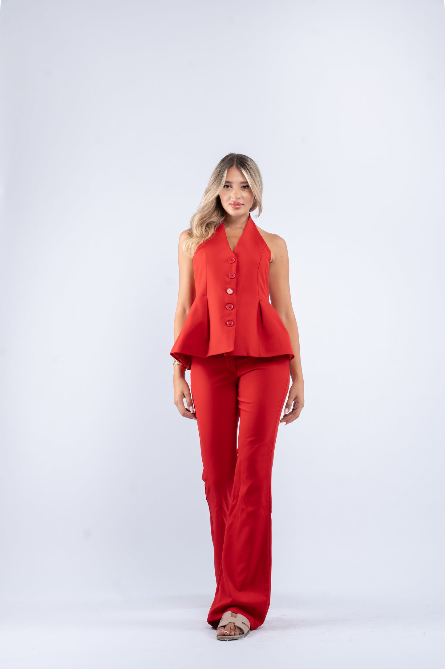 Buttoned halter set