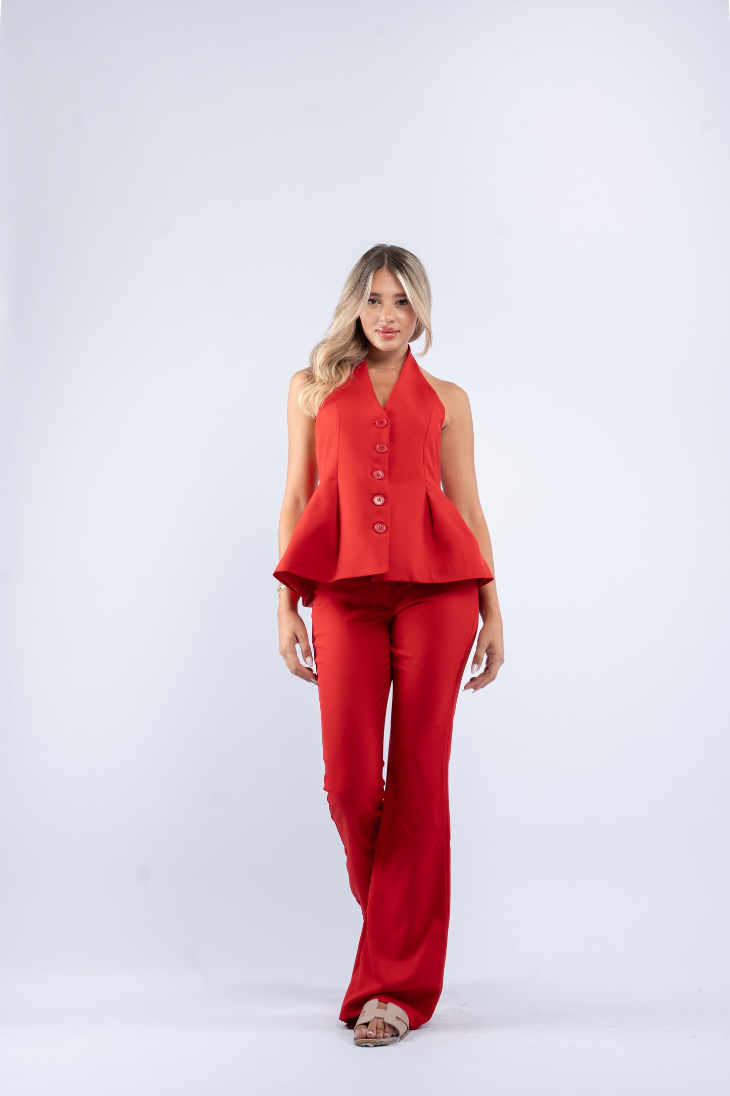 Buttoned halter set