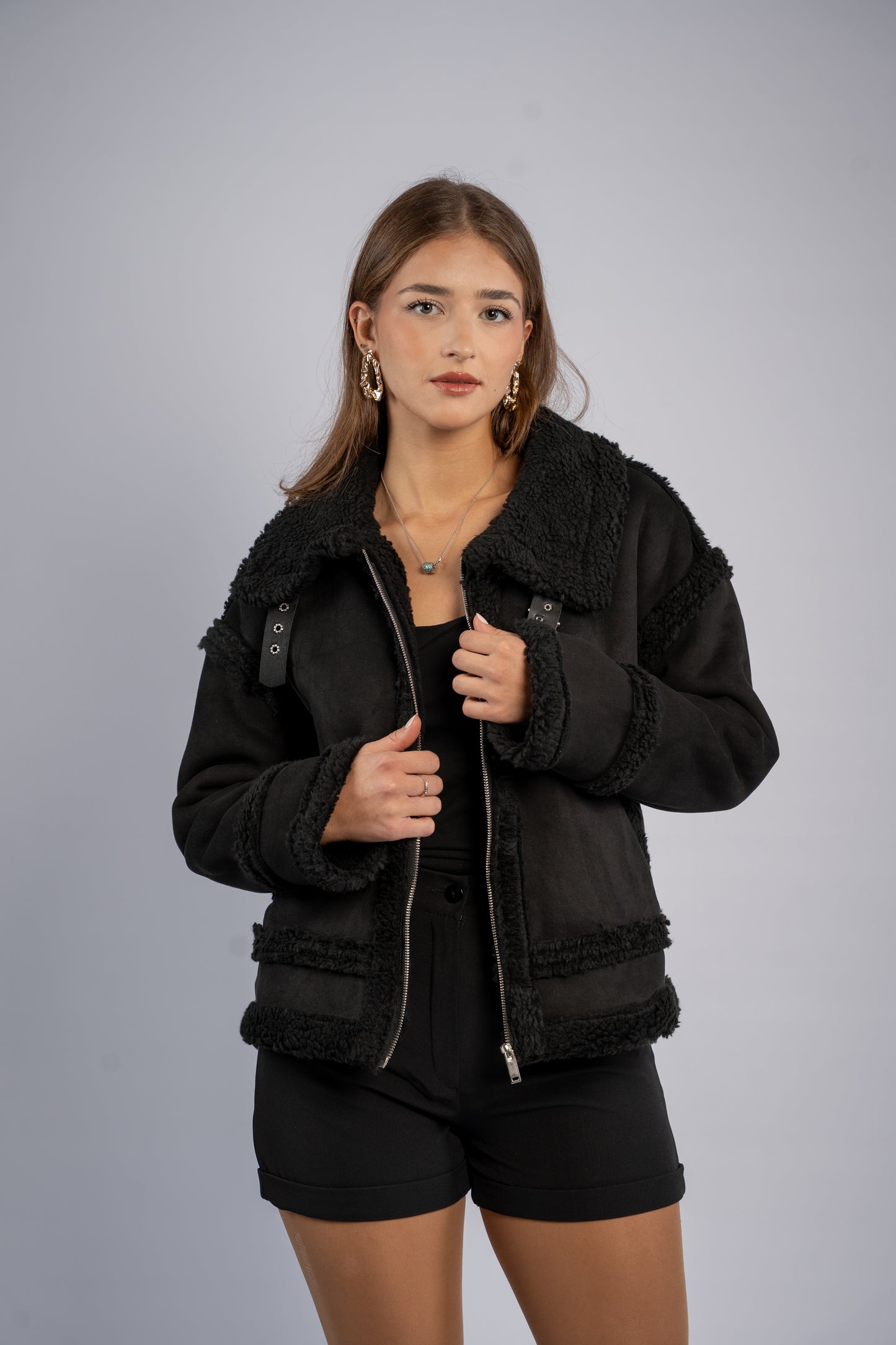 Suede shearling jacket