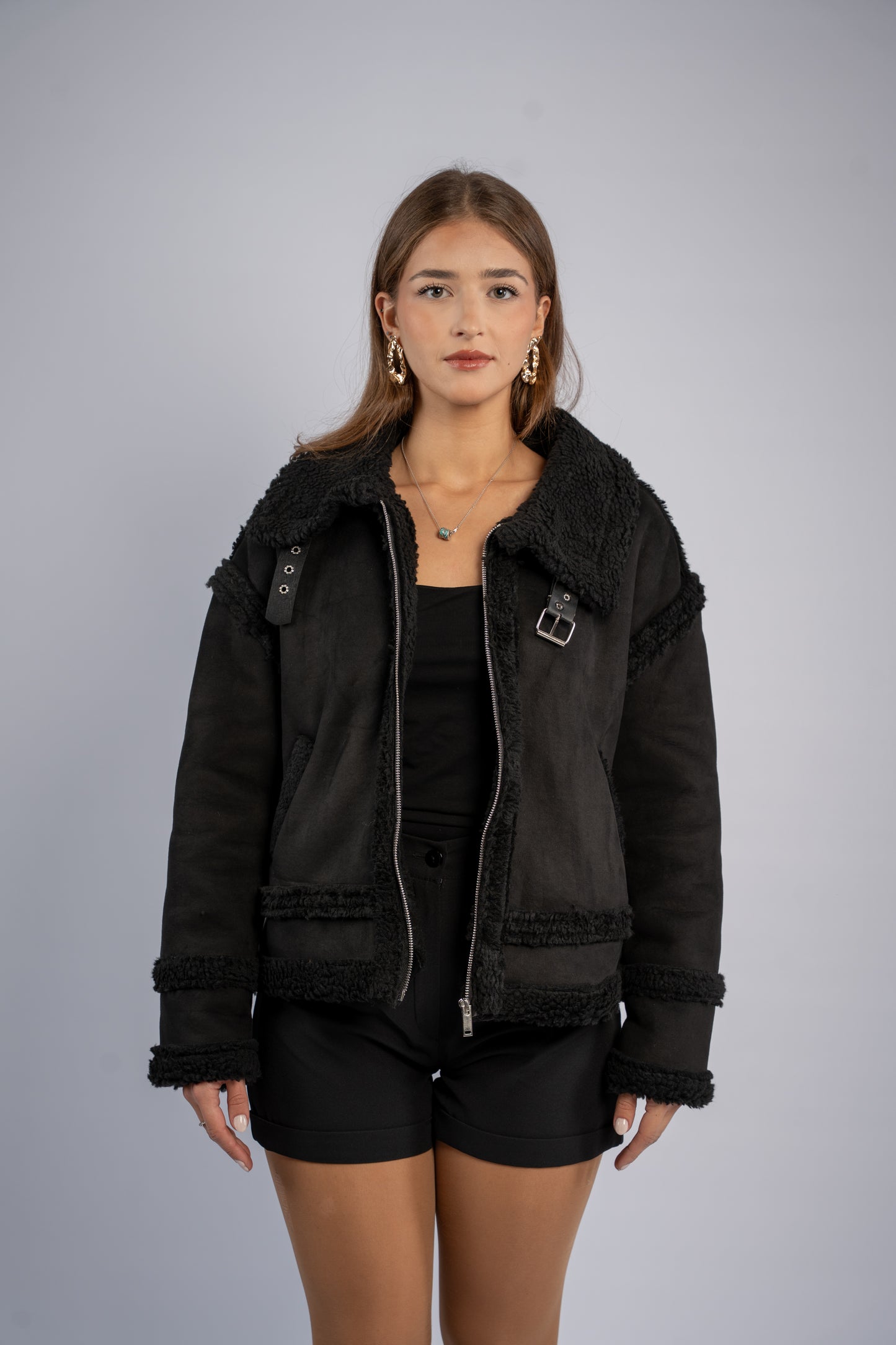 Suede shearling jacket