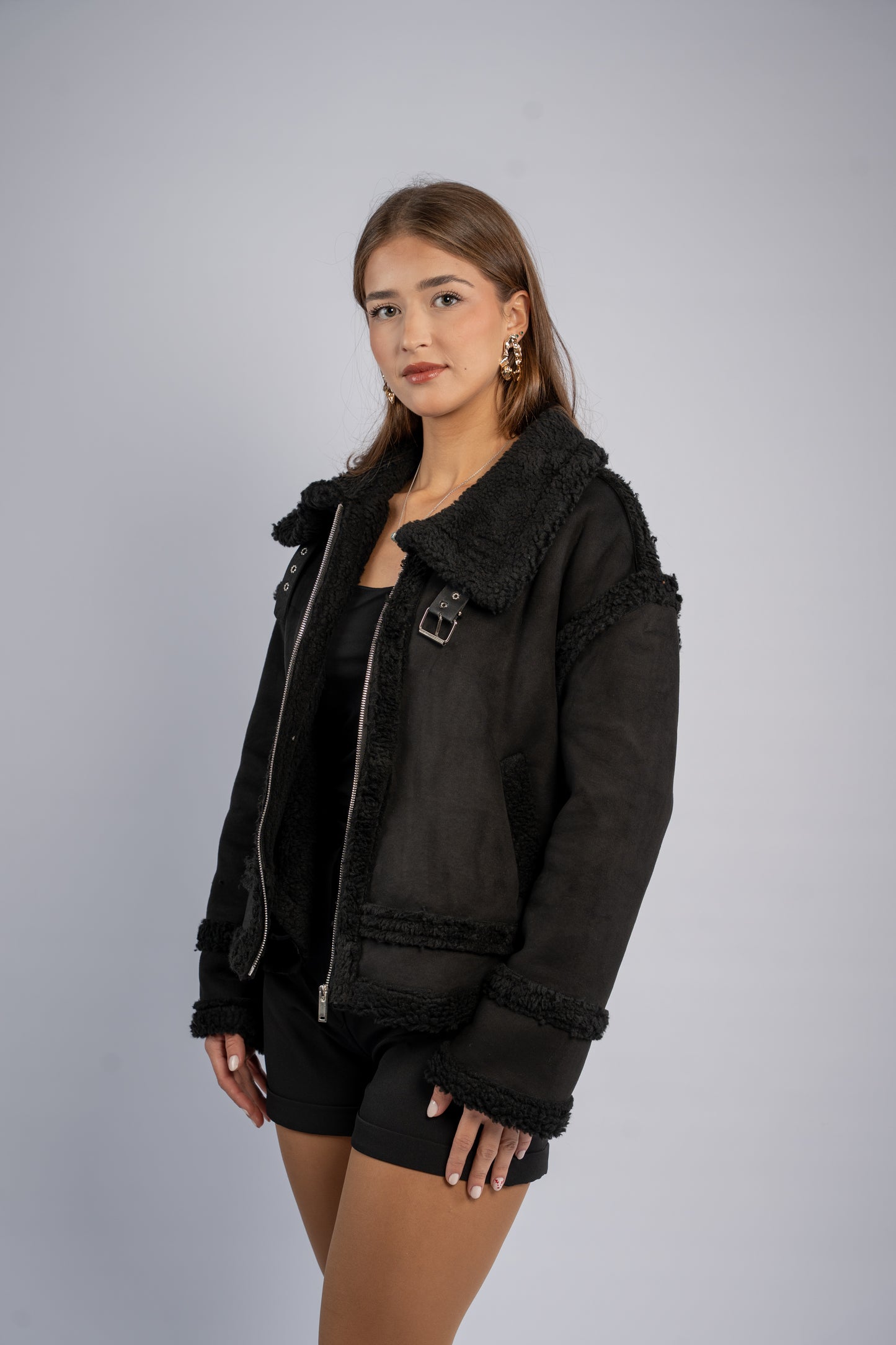 Suede shearling jacket