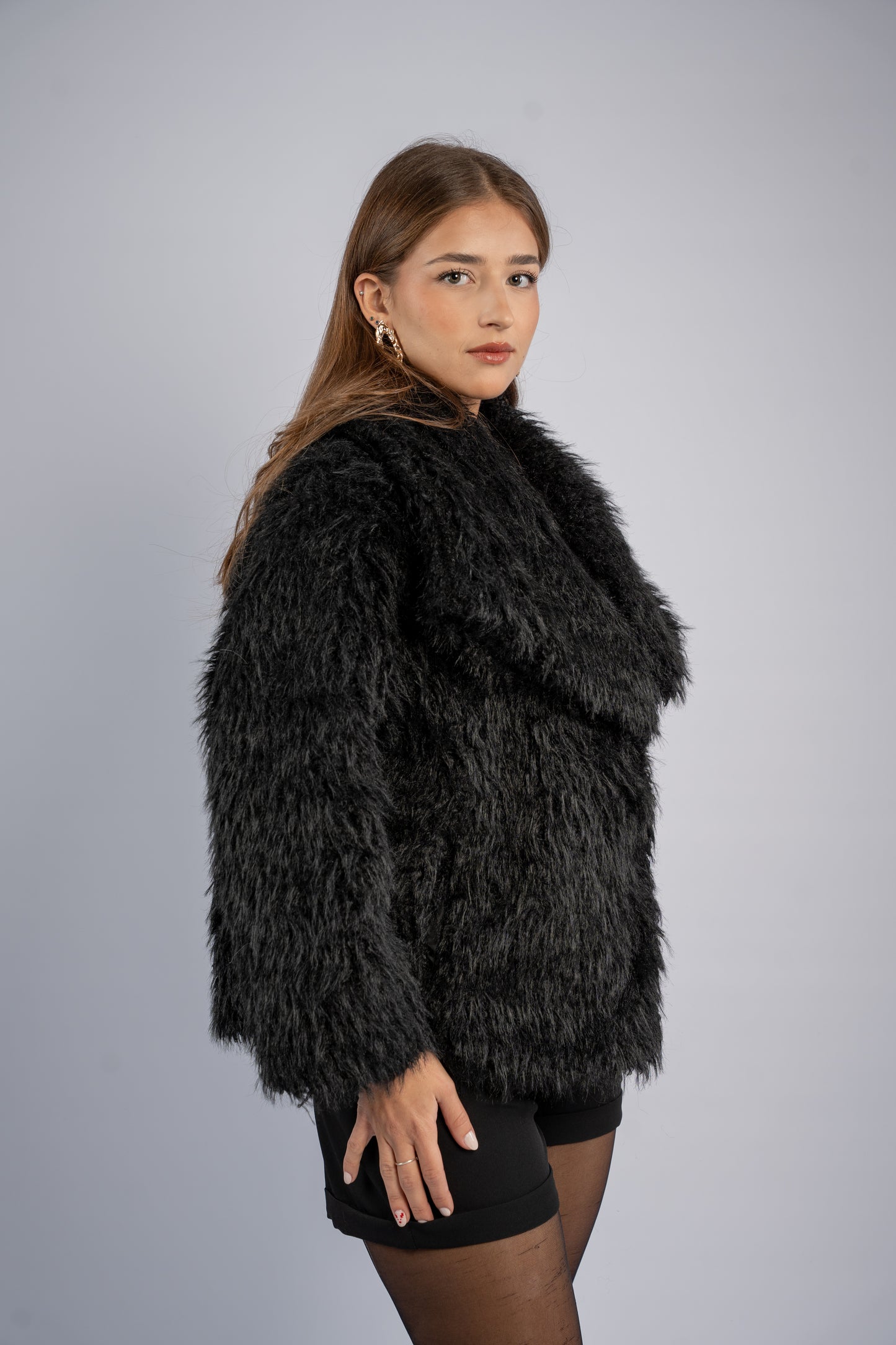 Bouclé faux fur jacket