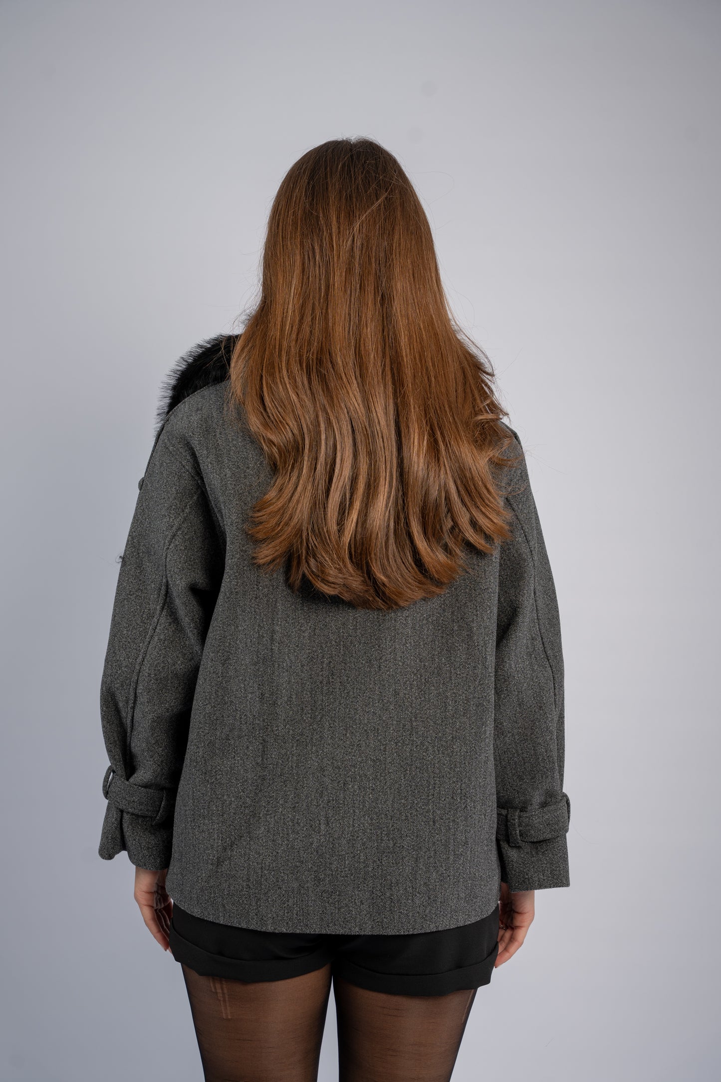 Fur-pocket hooded jacket