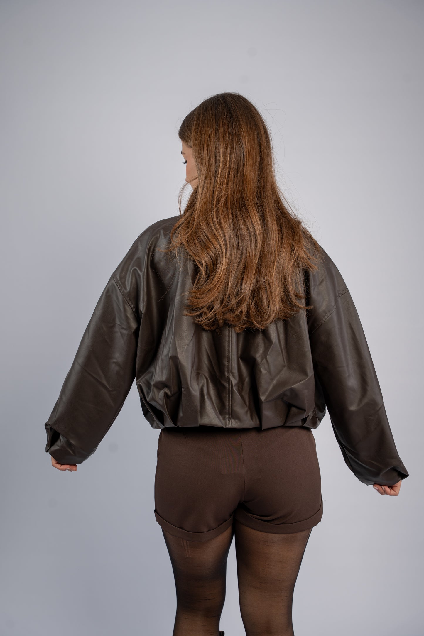 Leather jacket with belt