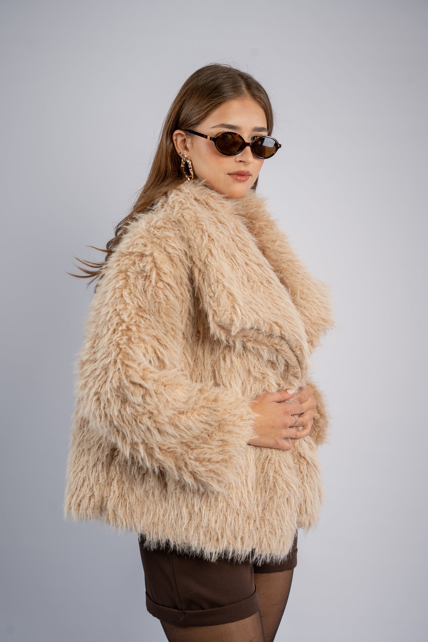 Bouclé faux fur jacket