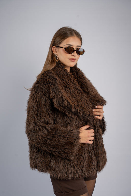 Bouclé faux fur jacket