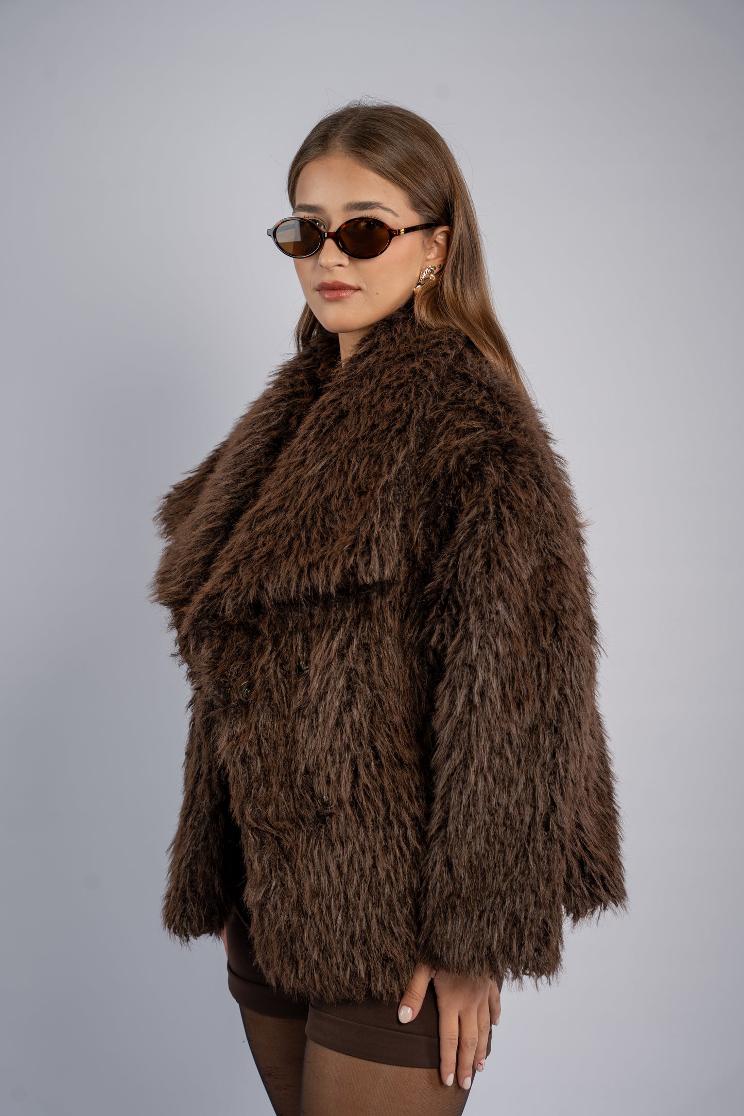 Bouclé faux fur jacket