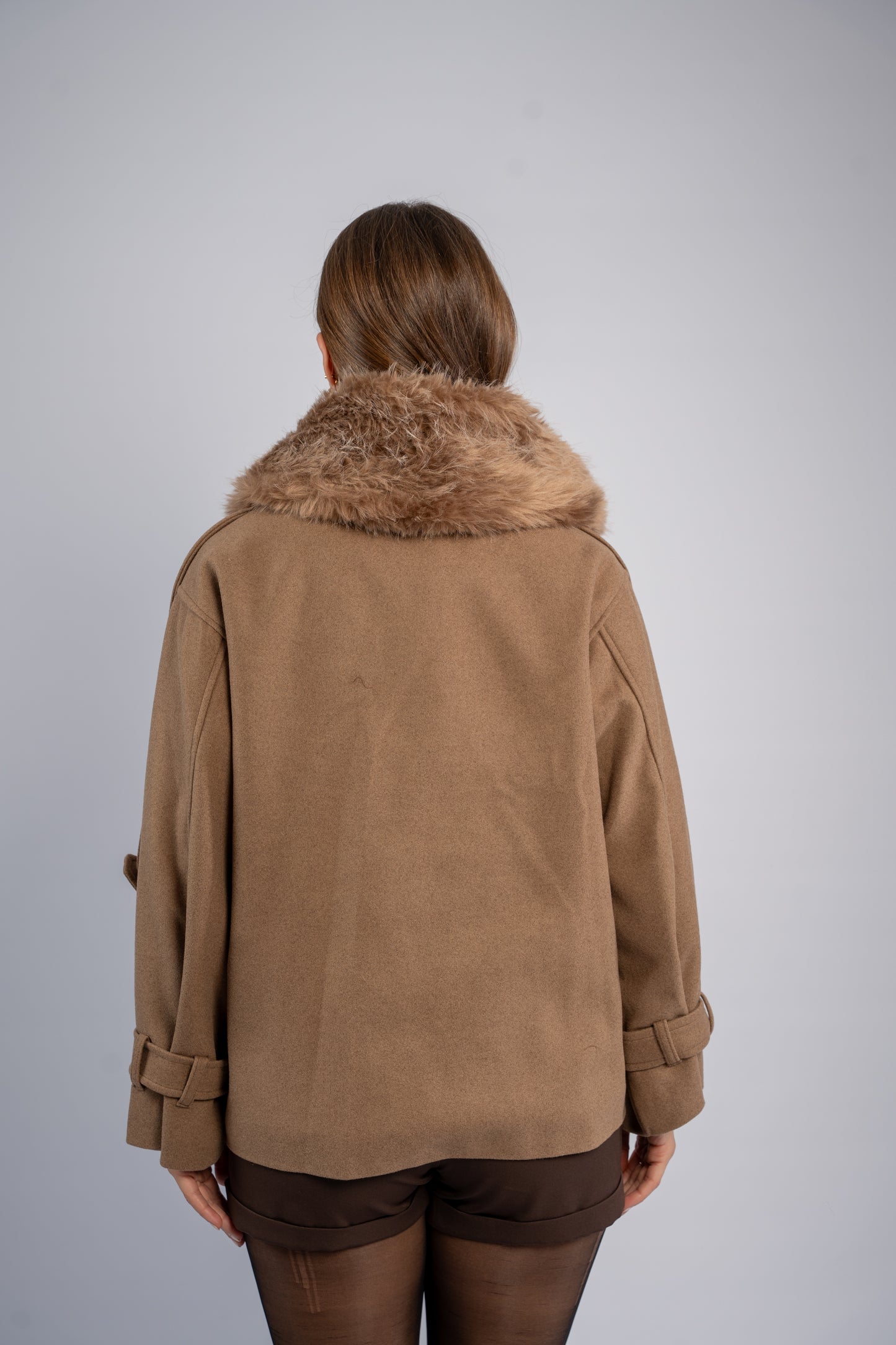 Fur-pocket hooded jacket
