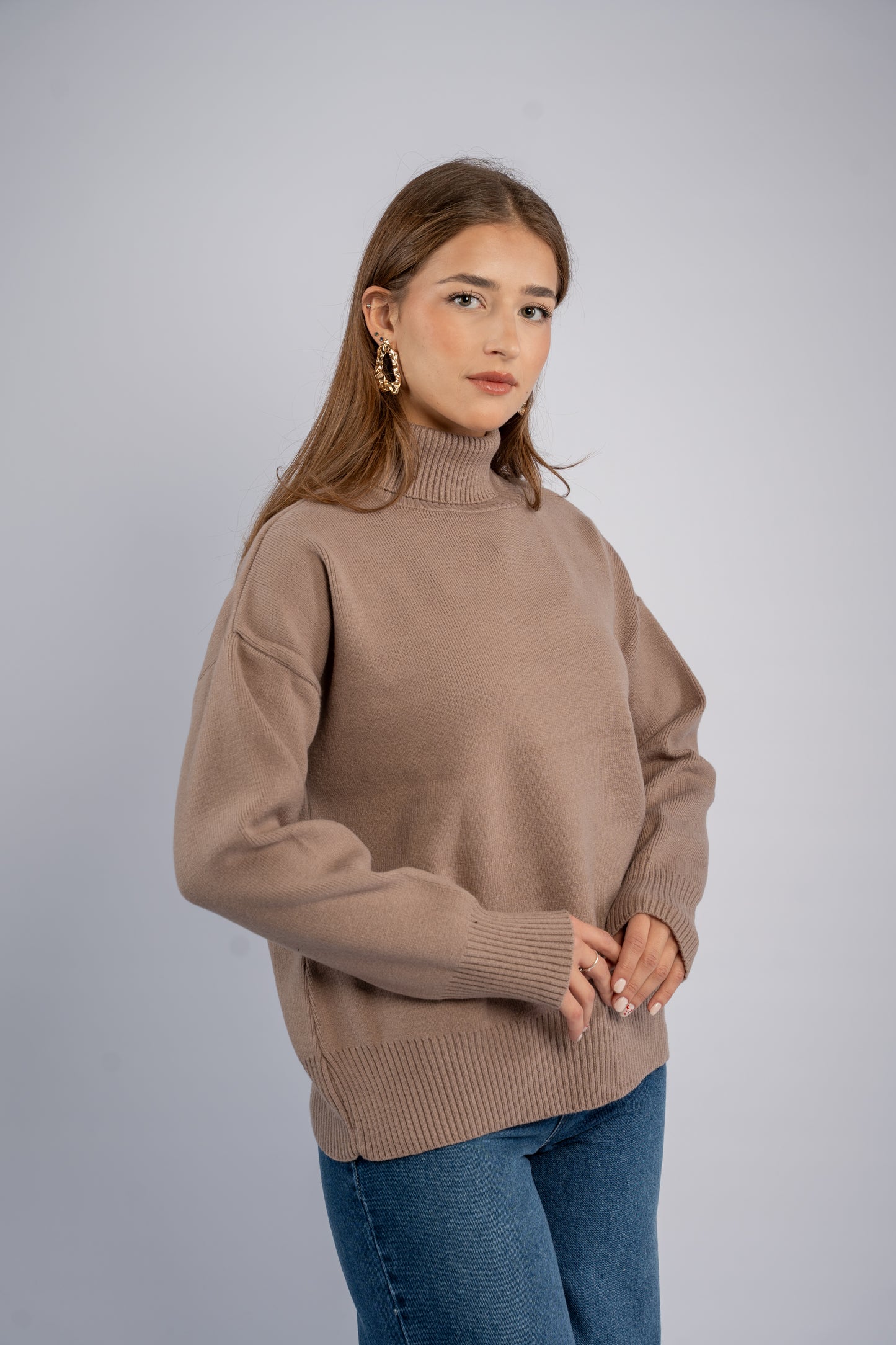 Turtle neck knit top
