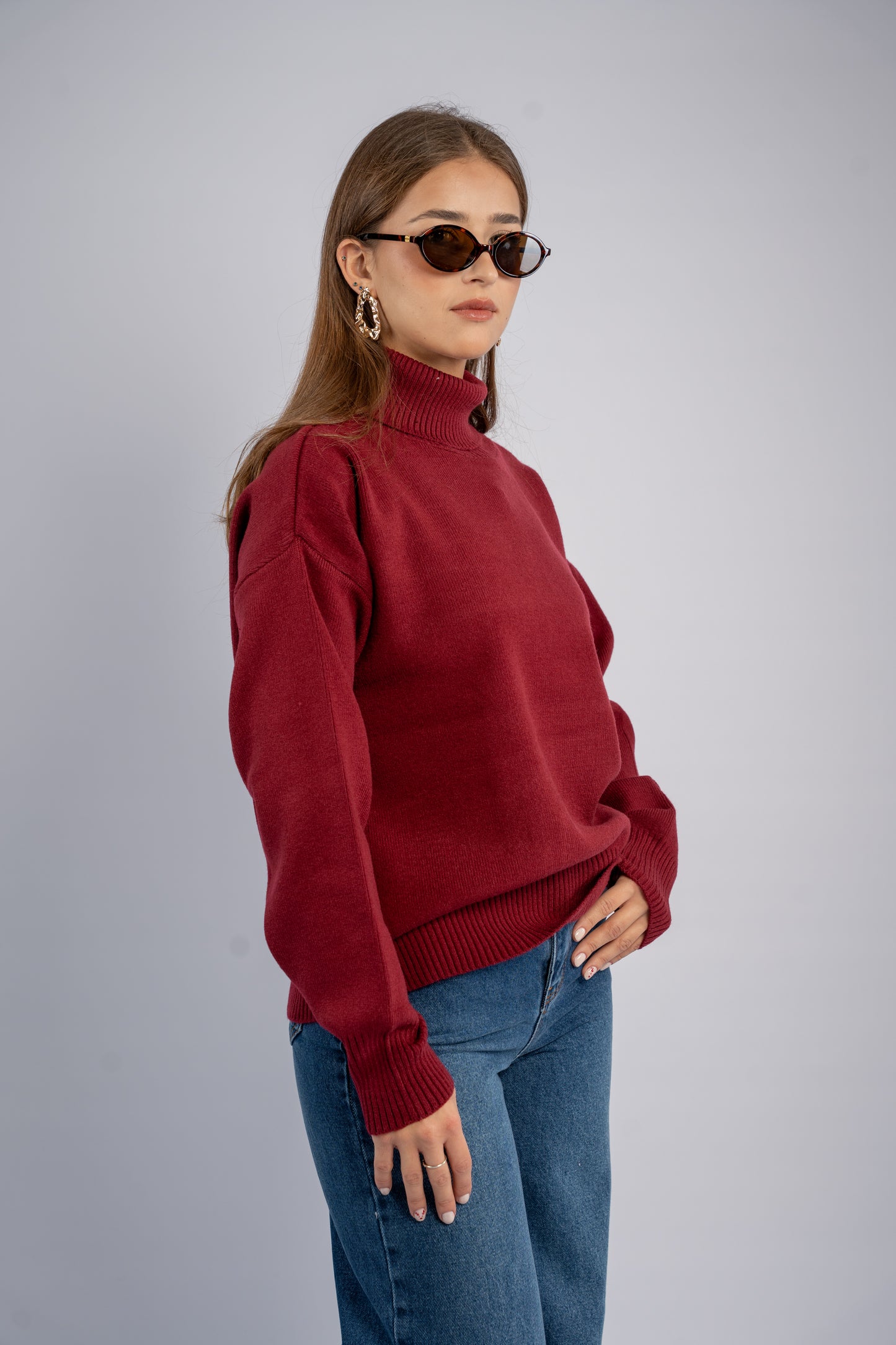 Turtle neck knit top