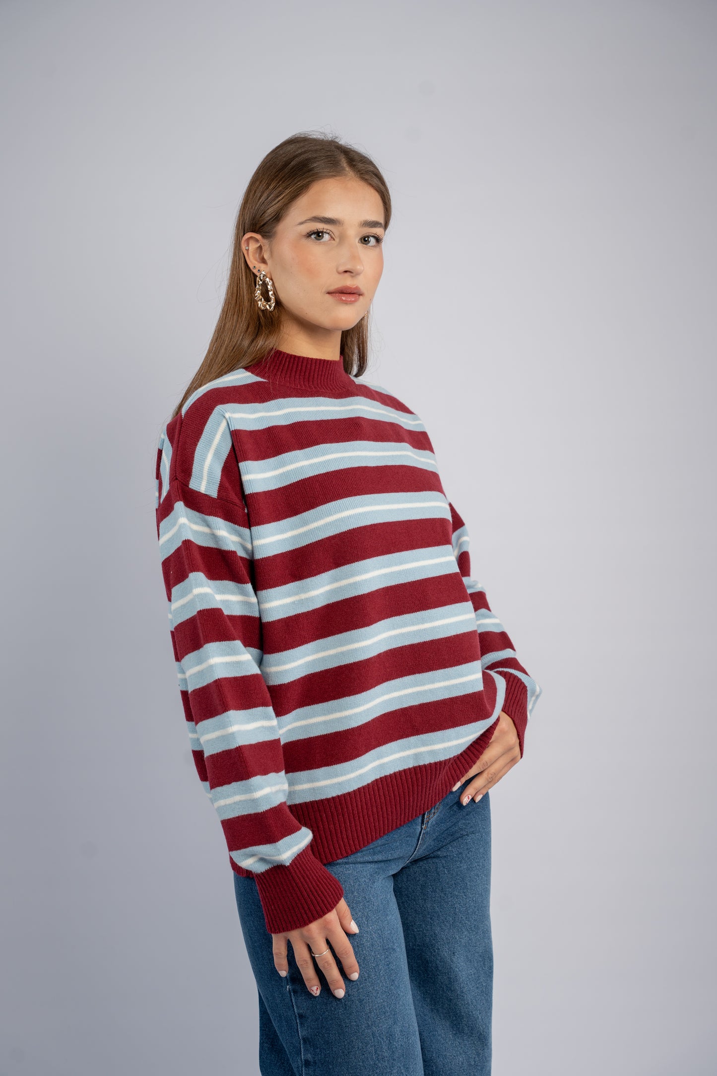 Striped knit top 001