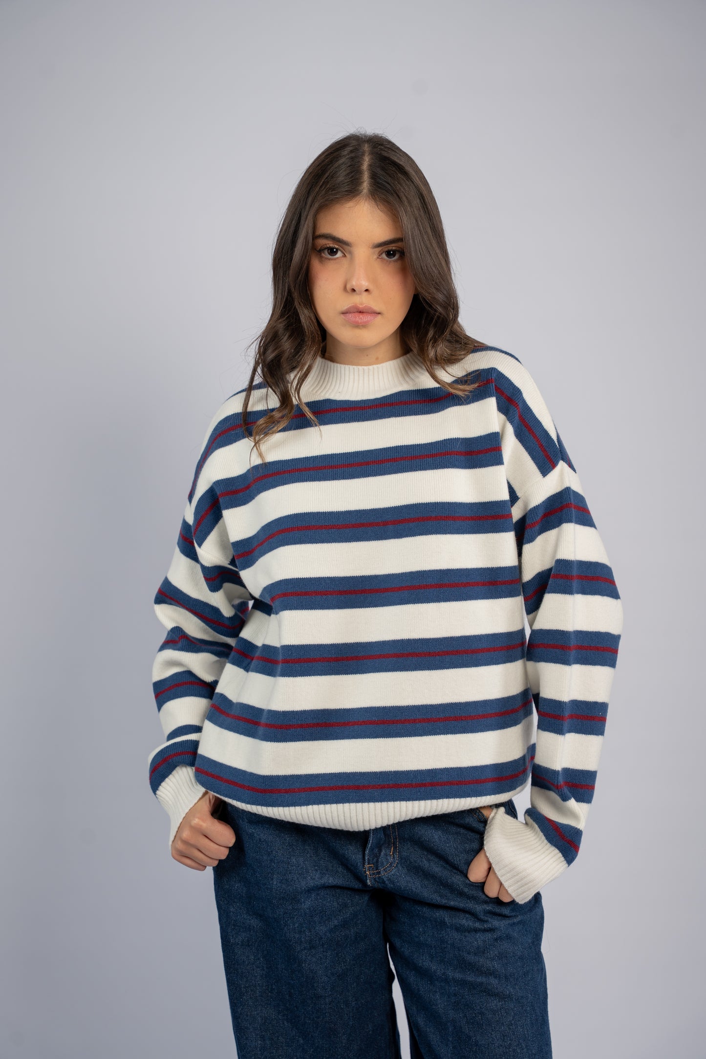 Striped knit top 001