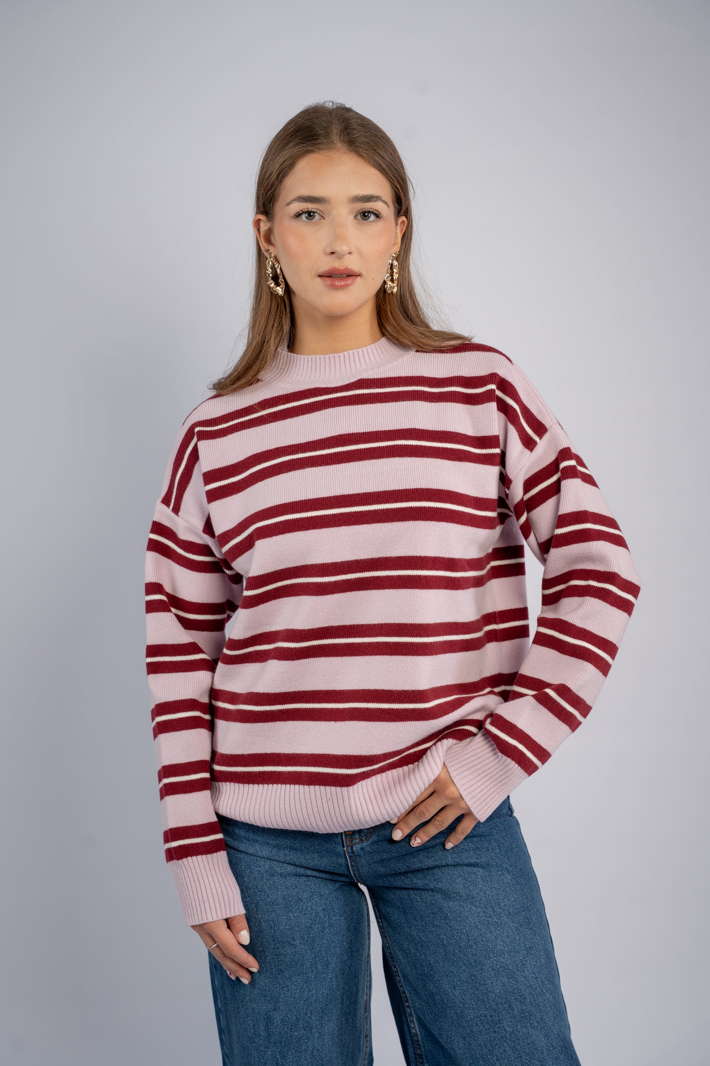 Striped knit top 001