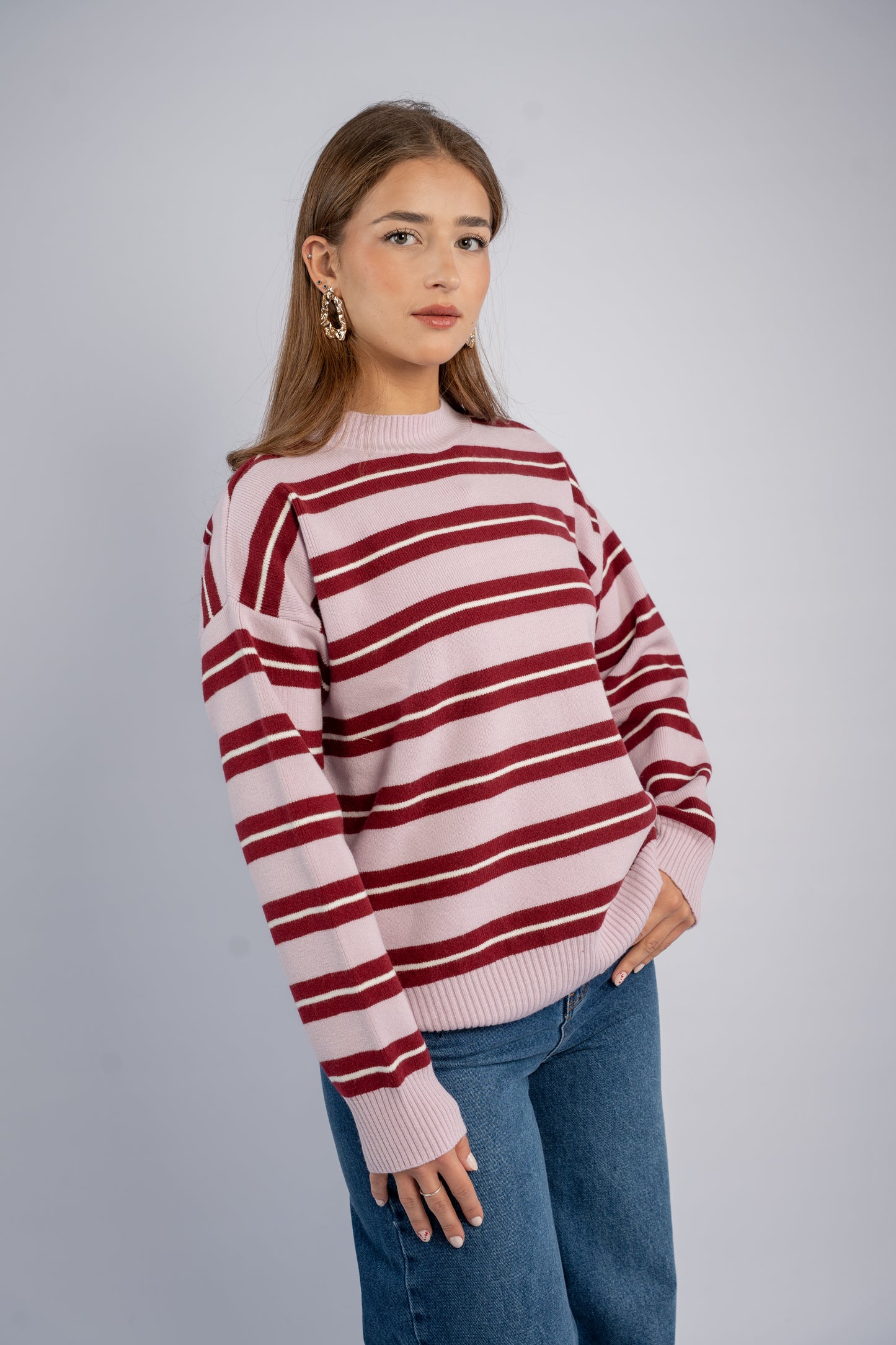 Striped knit top 001