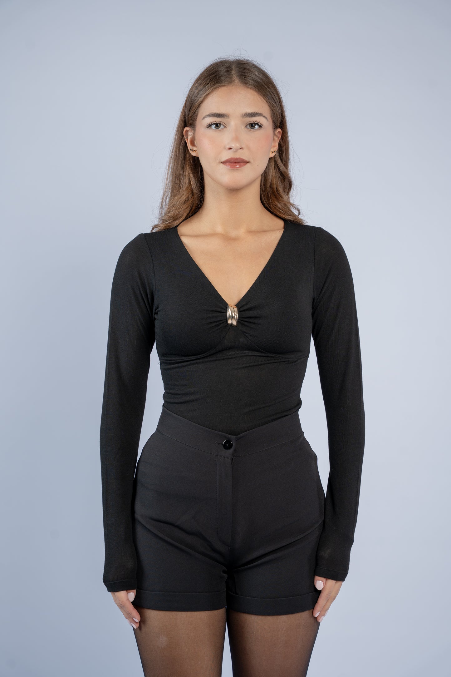 Gold button-front top