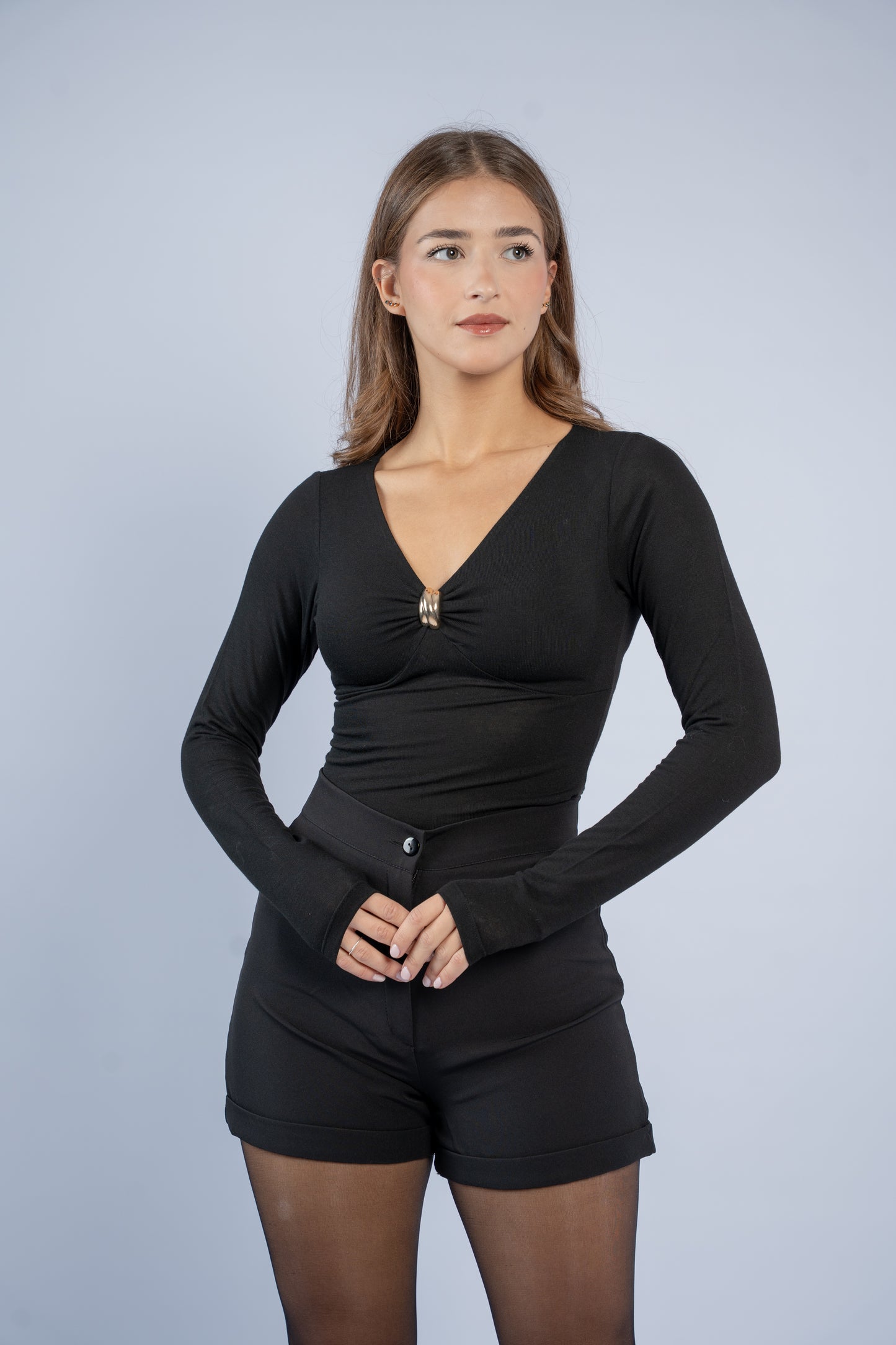 Gold button-front top