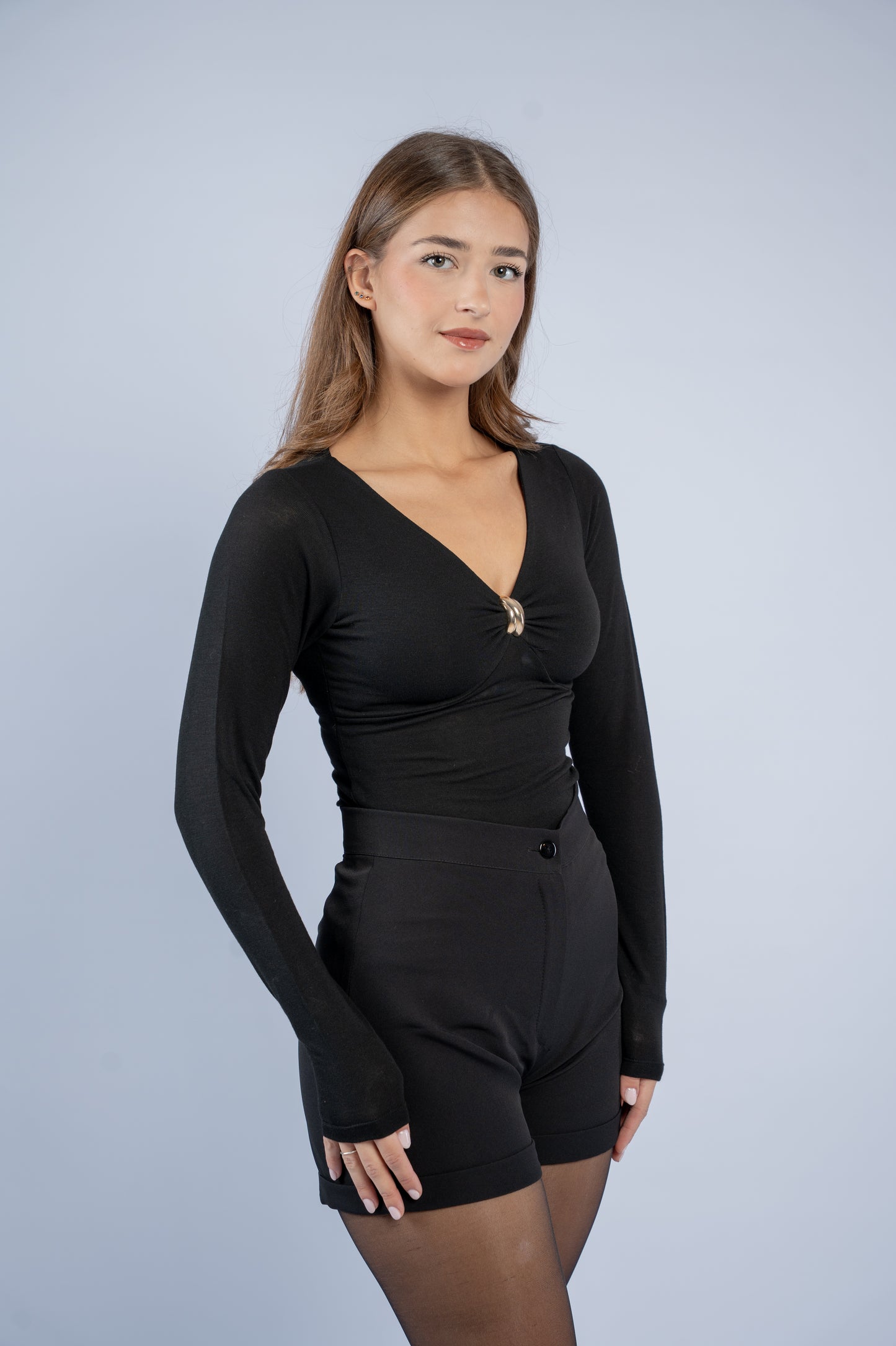 Gold button-front top
