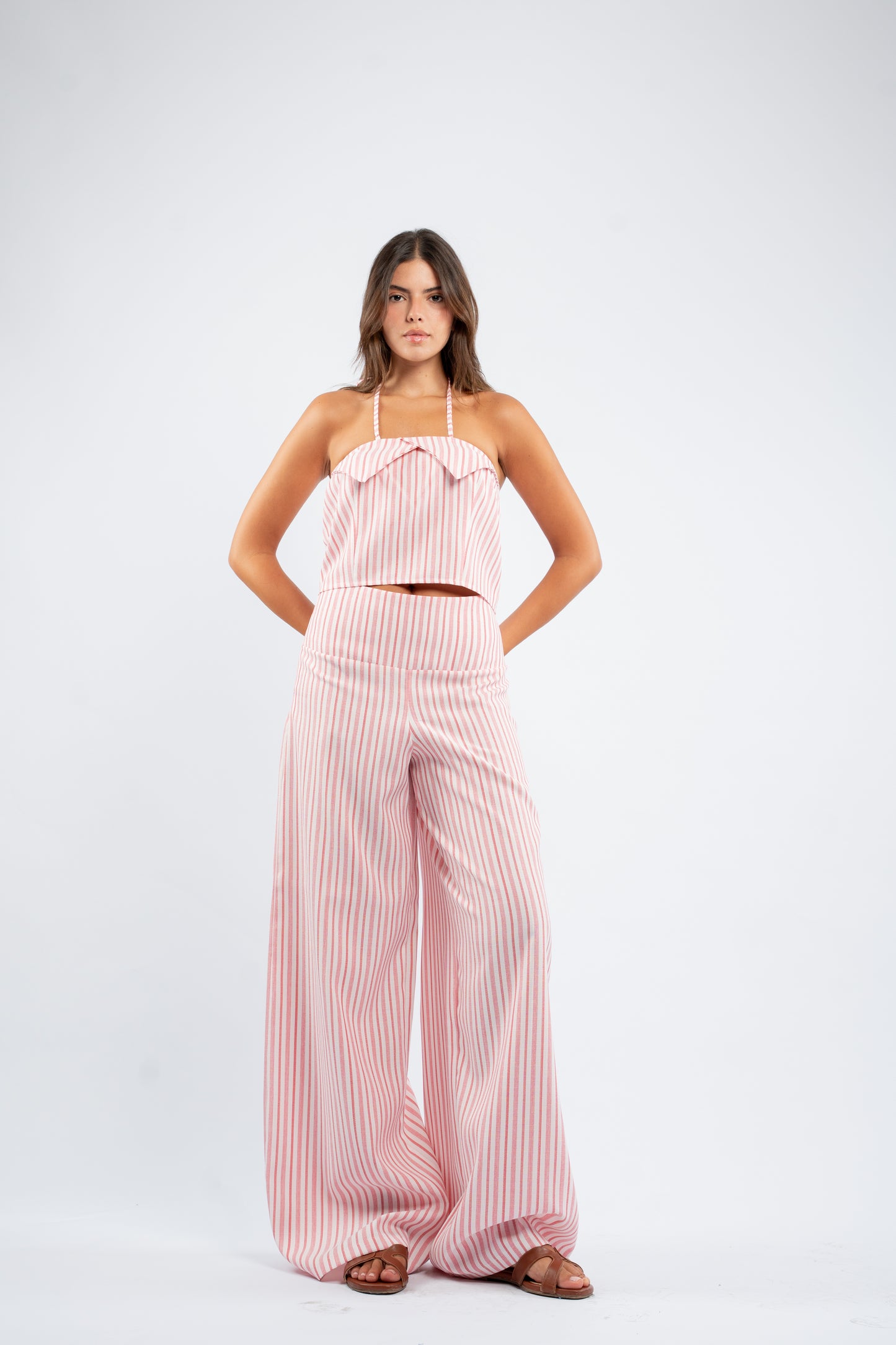 Striped halter set