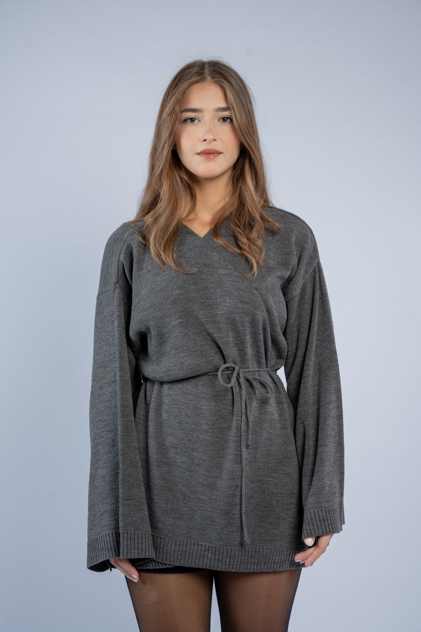 Tie-waist knit cardigan