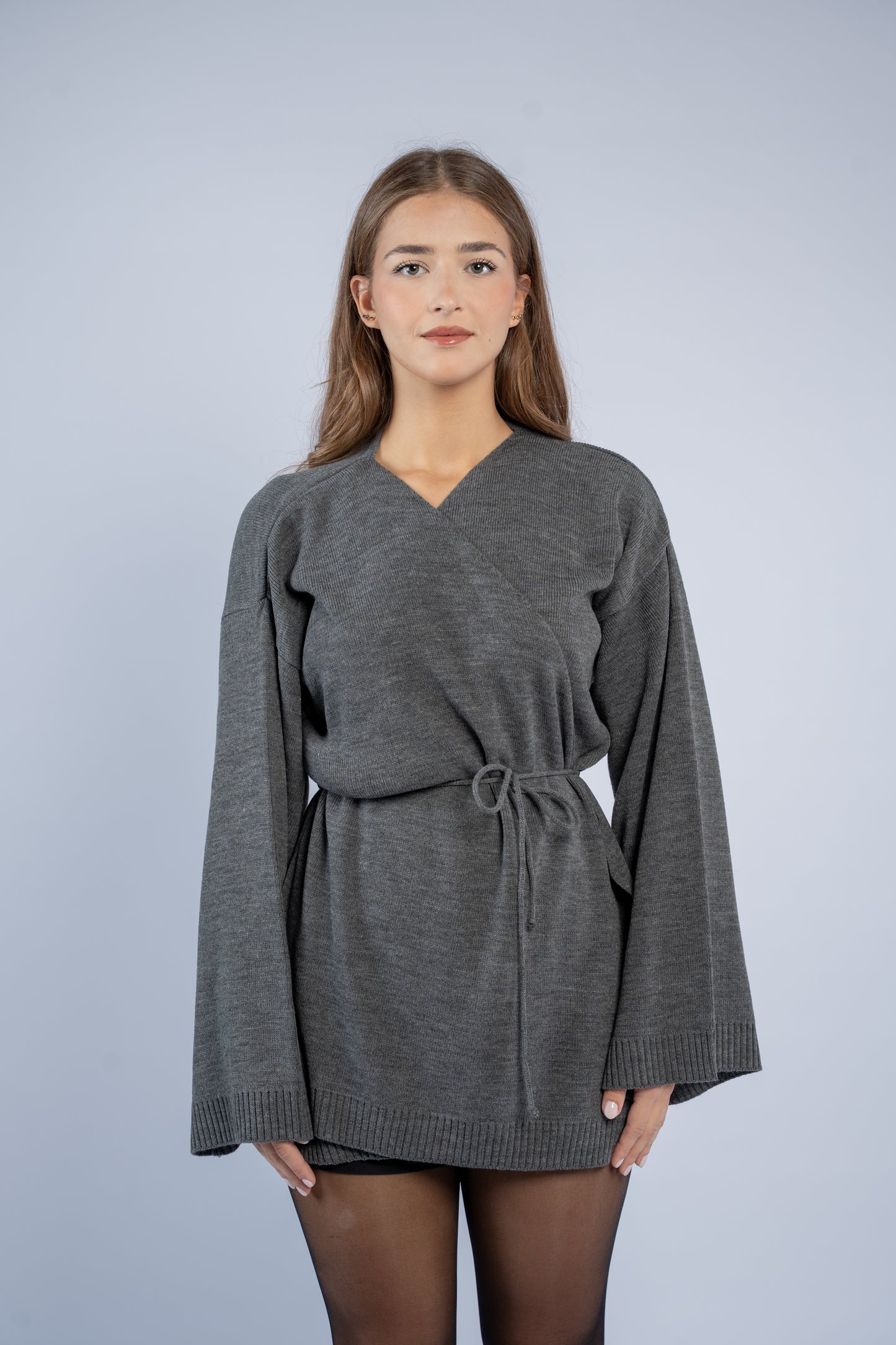 Tie-waist knit cardigan