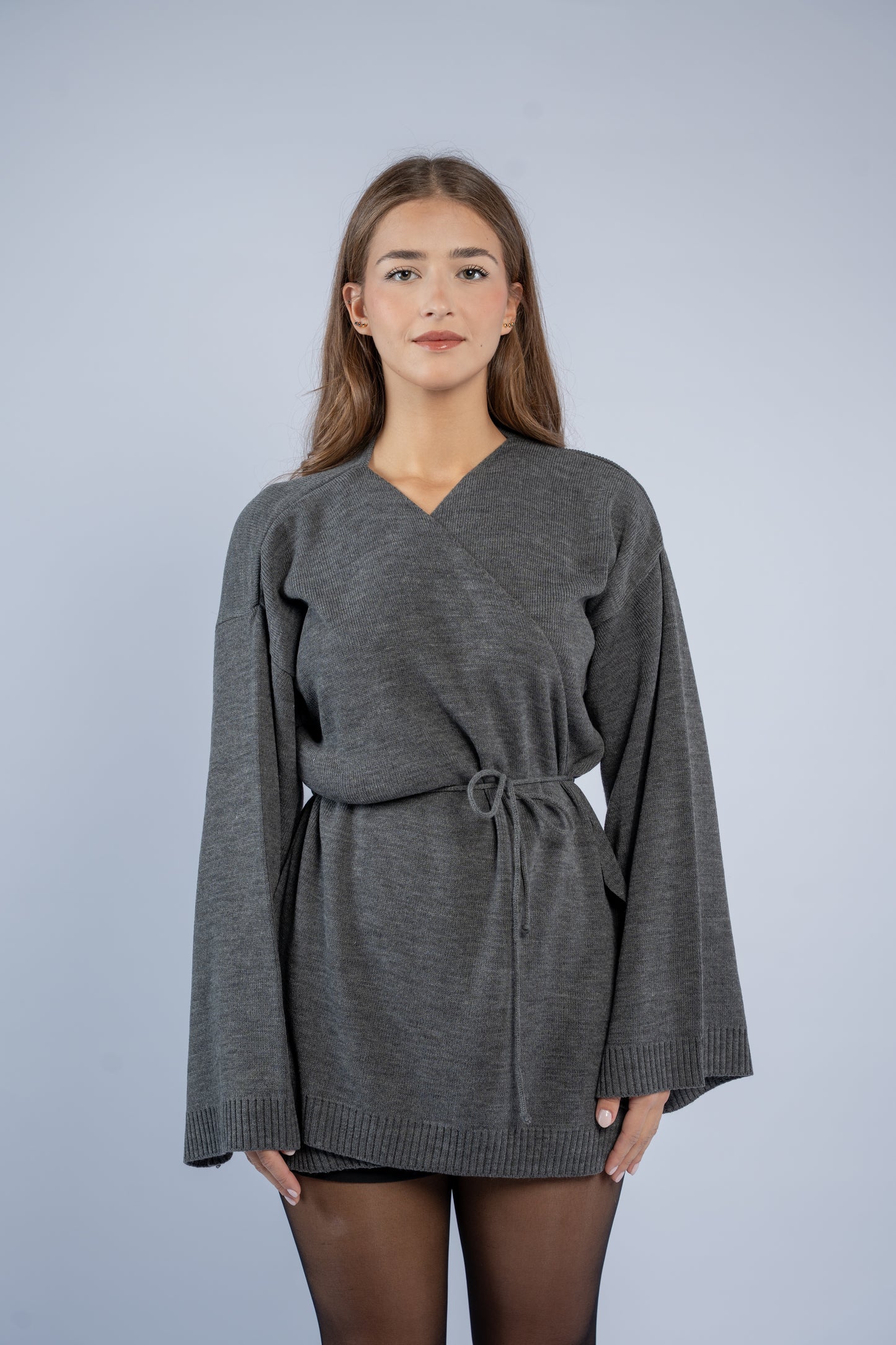 Tie-waist knit cardigan