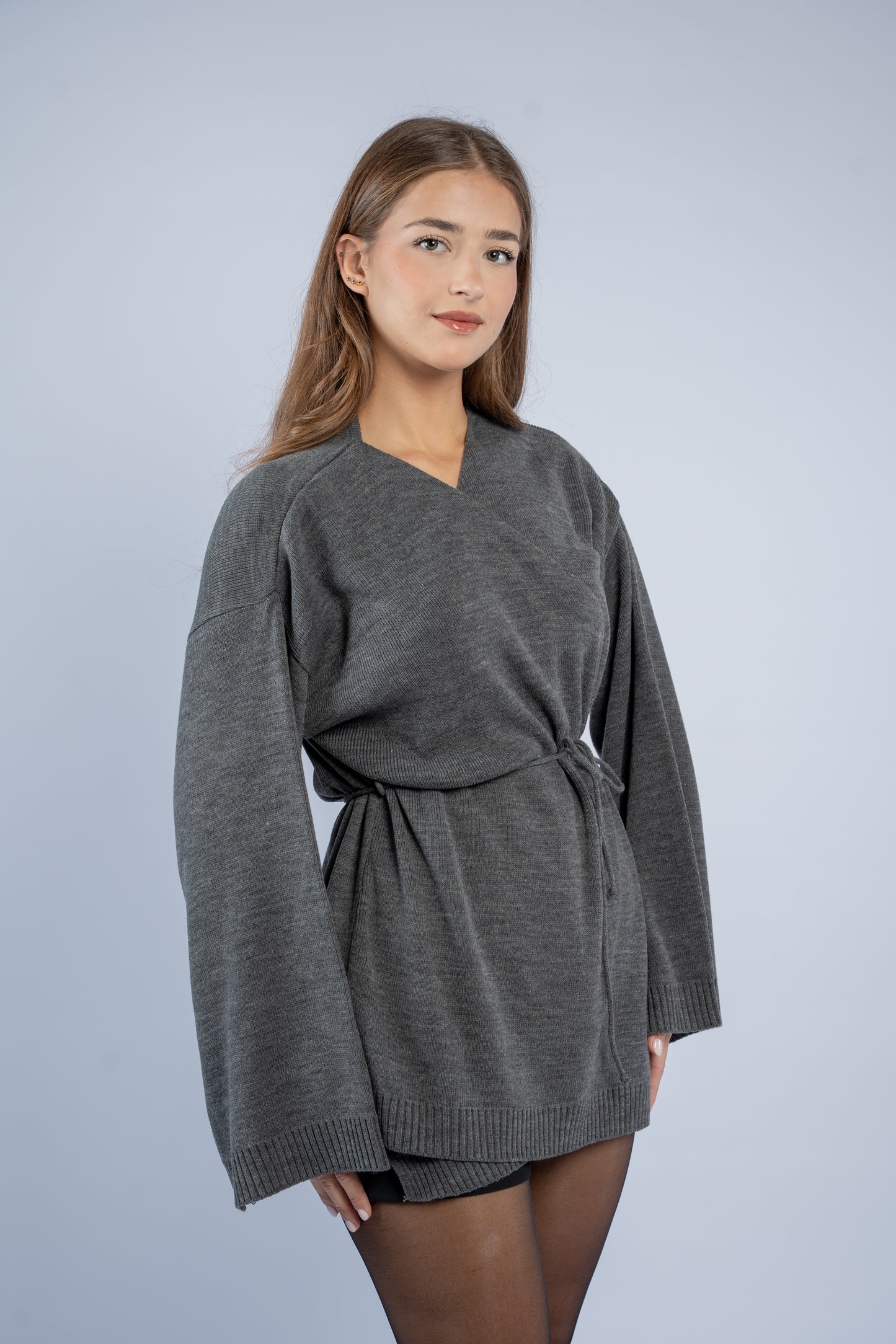 Tie-waist knit cardigan
