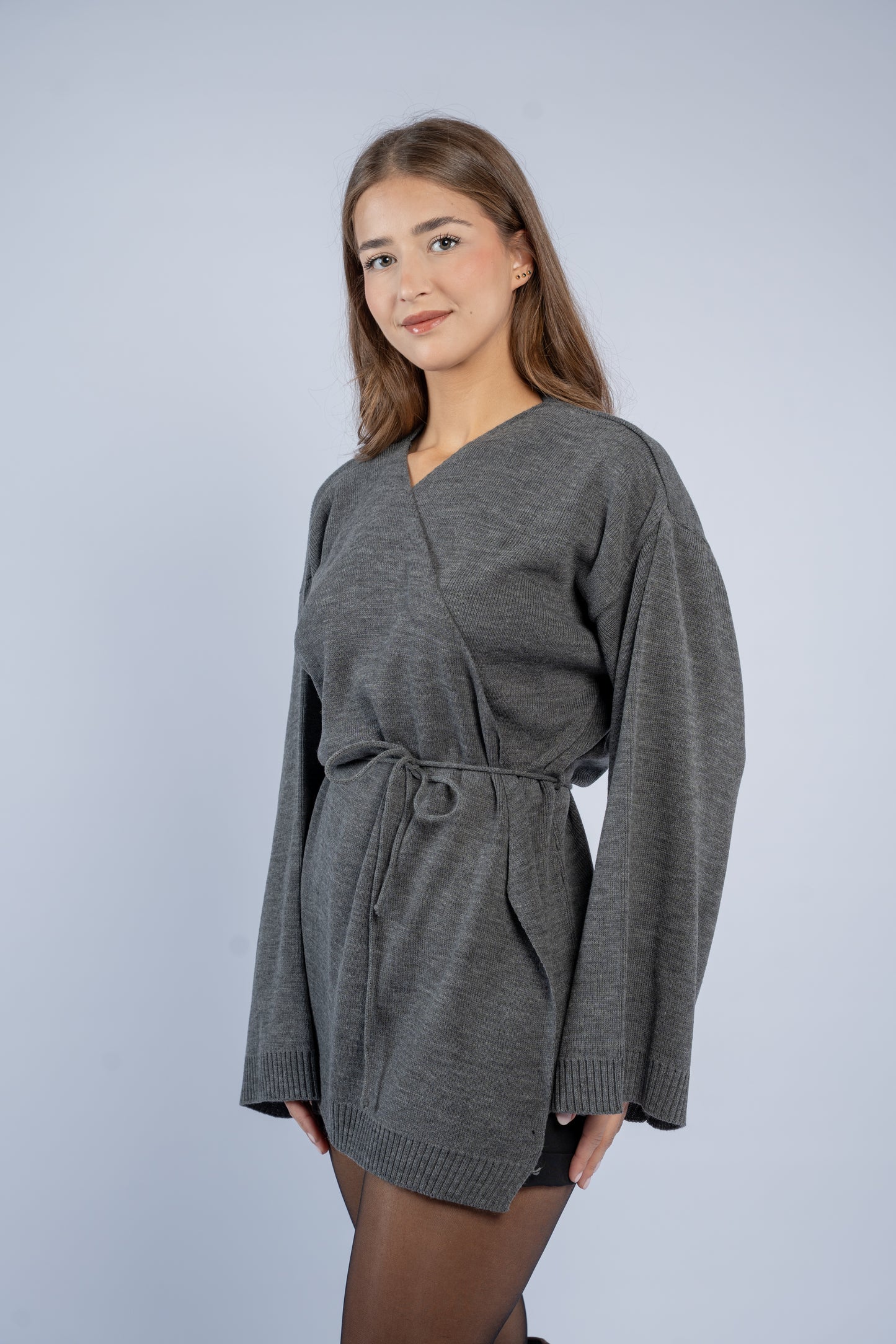 Tie-waist knit cardigan