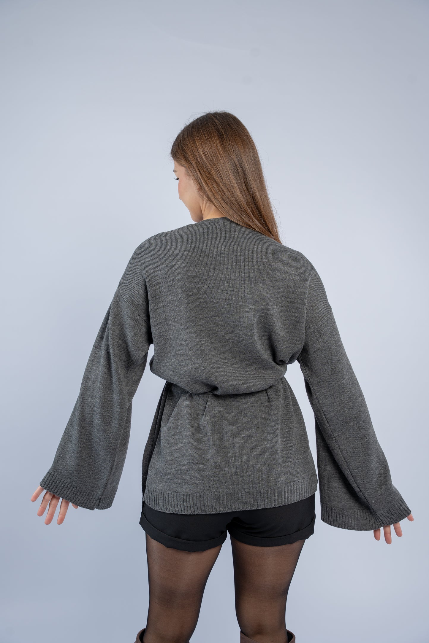Tie-waist knit cardigan