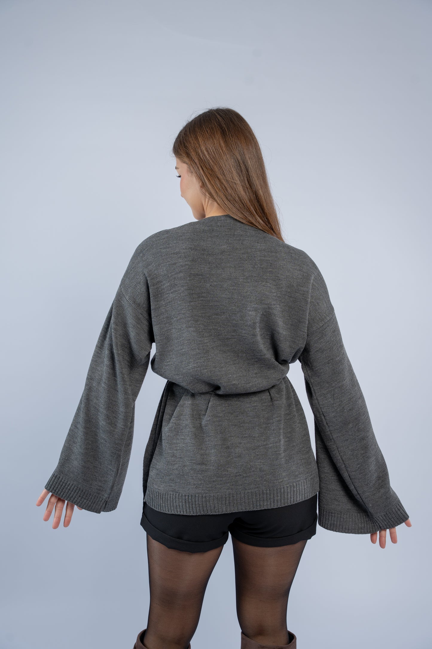 Tie-waist knit cardigan