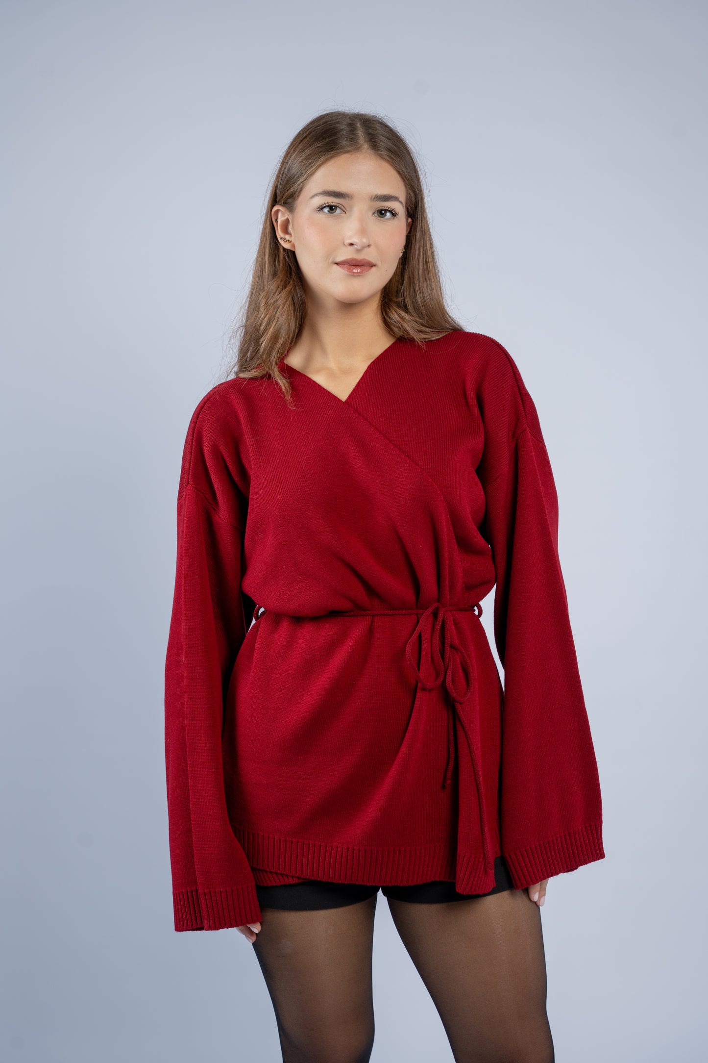 Tie-waist knit cardigan