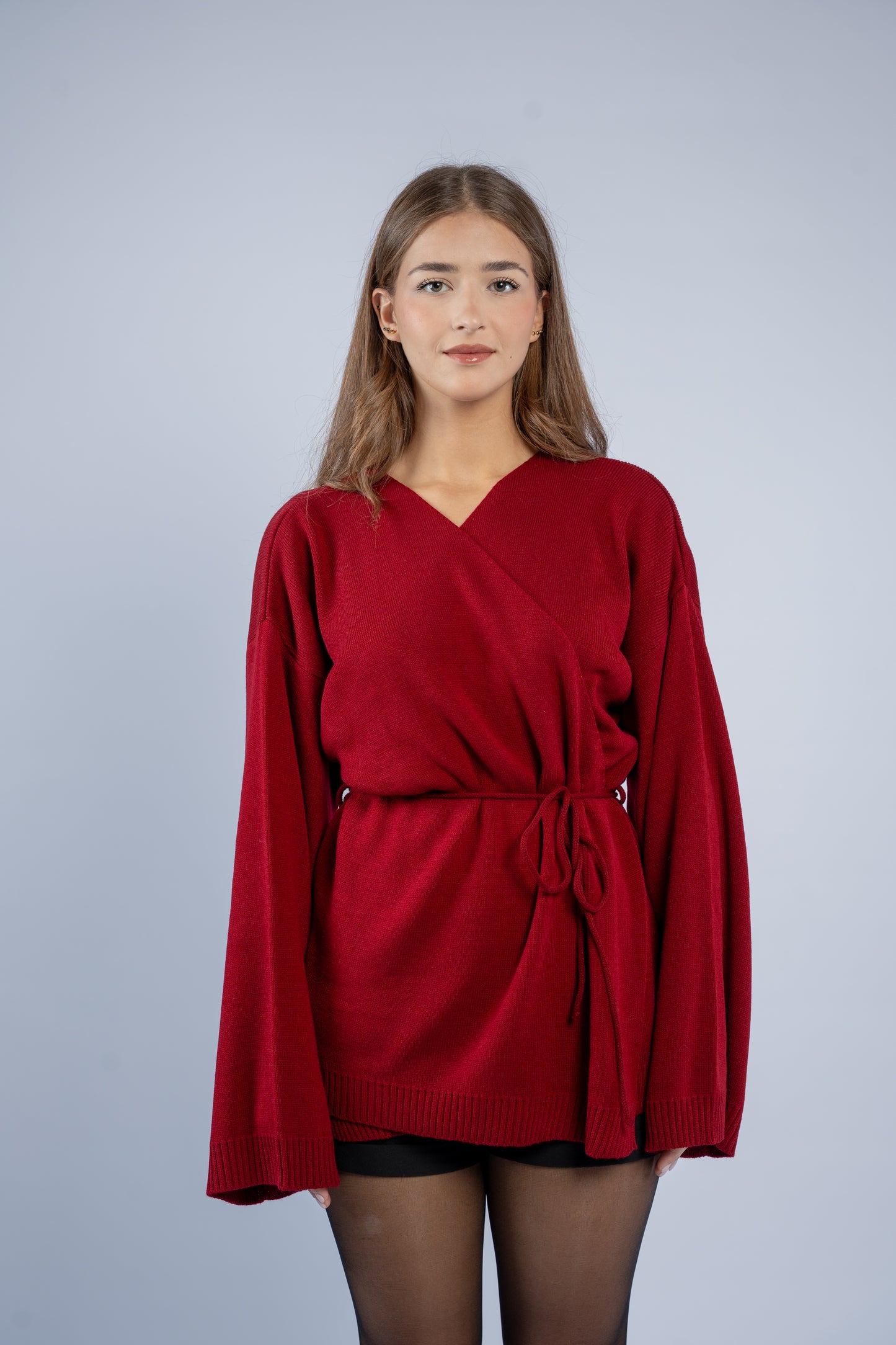 Tie-waist knit cardigan