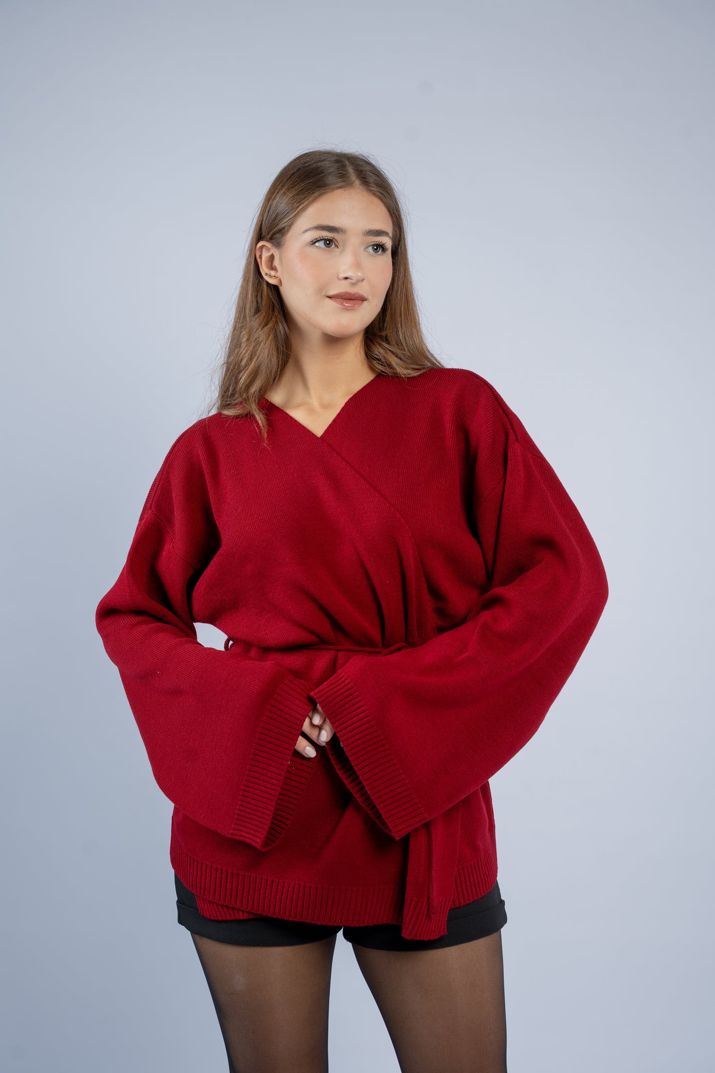 Tie-waist knit cardigan